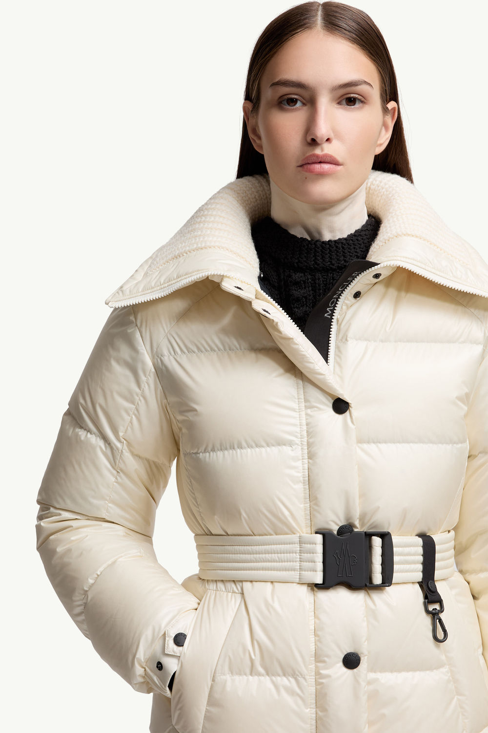 Bataillouse Belted Down Ski Jacket Women White Ivory Moncler 7