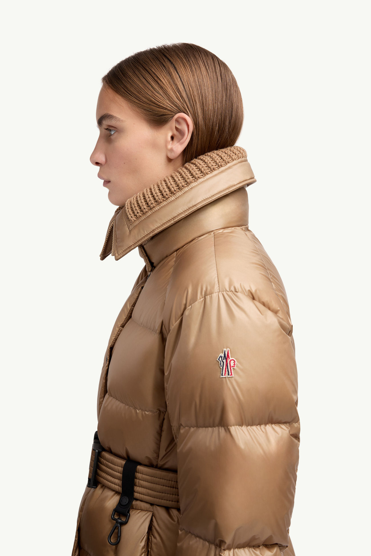 Giacca da Sci Imbottita Bataillouse con Cintura Donna Beige Cammello Moncler 1