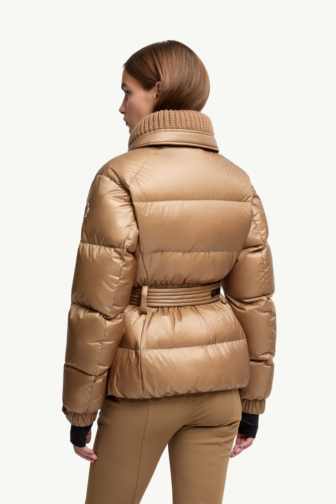 Giacca da Sci Imbottita Bataillouse con Cintura Donna Beige Cammello Moncler 4