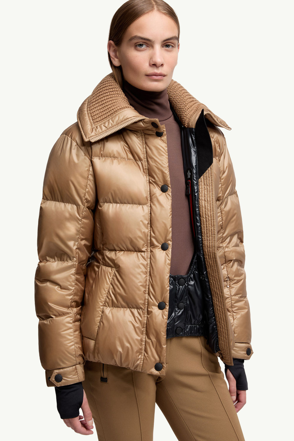 Bataillouse Belted Down Ski Jacket Women Camel Beige Moncler 5