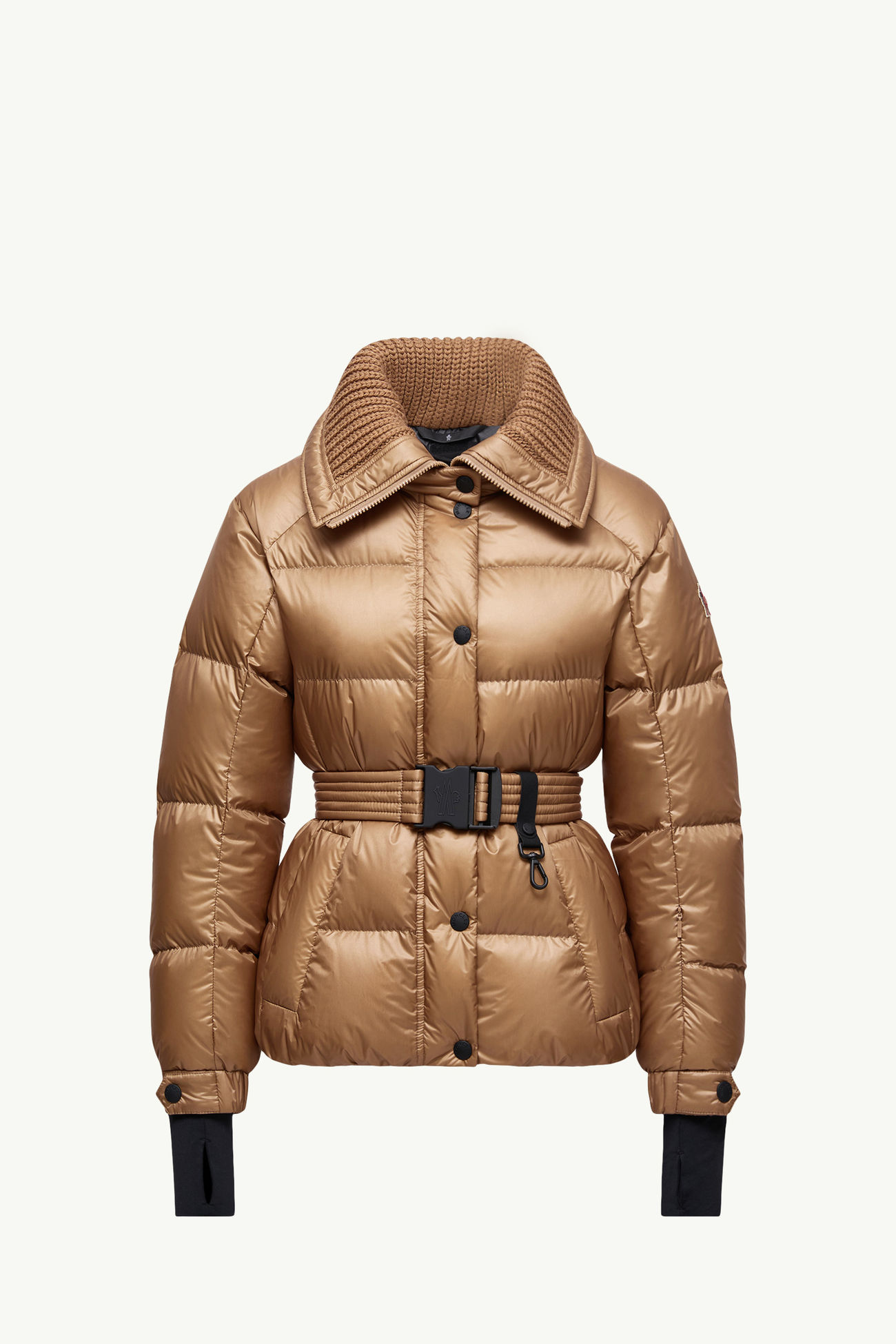 Bataillouse Belted Insulated Ski Jacket Women Camel Beige Moncler 2