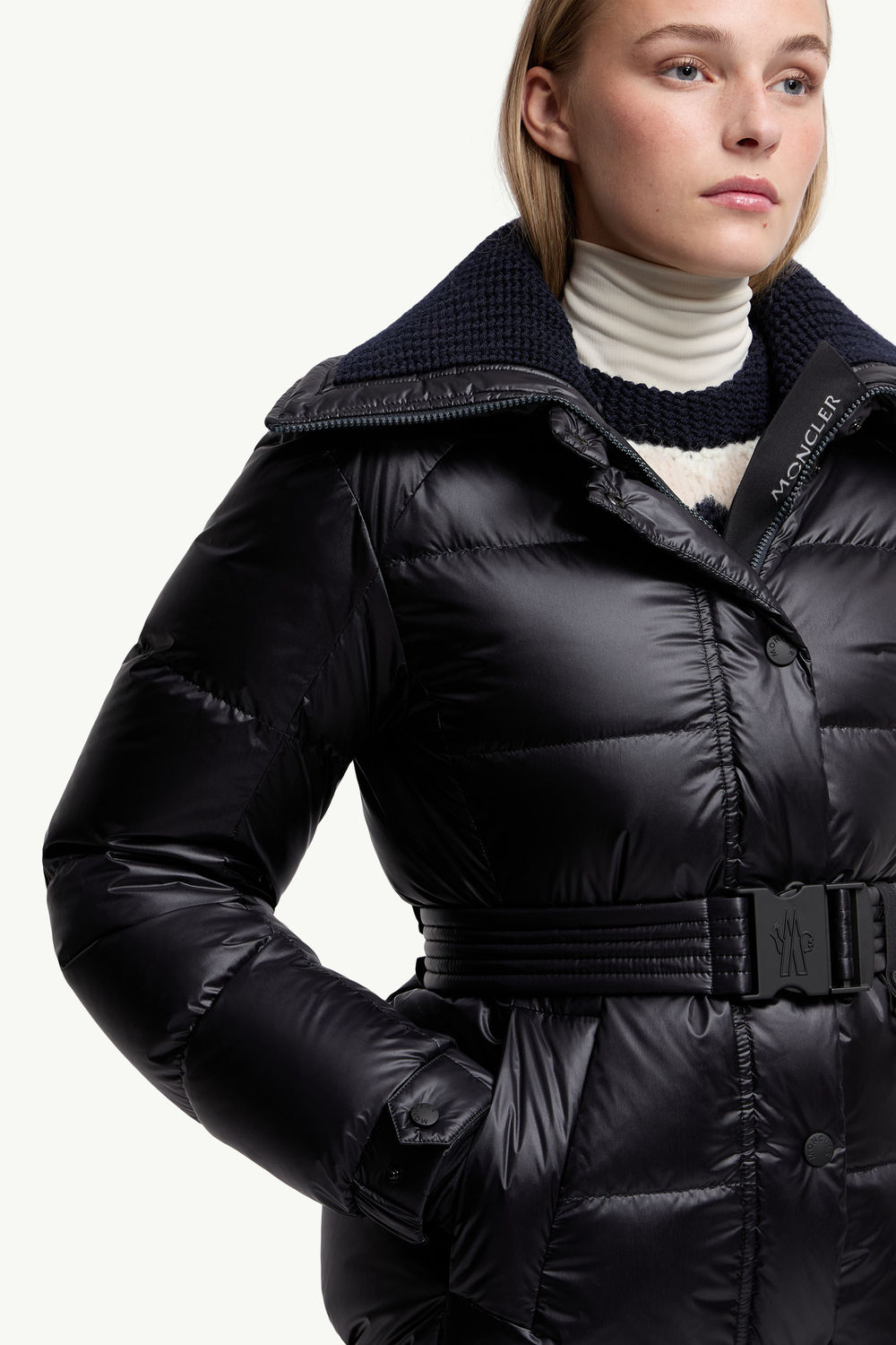 Bataillouse Belted Down Ski Jacket Women Dark Blue Moncler 6