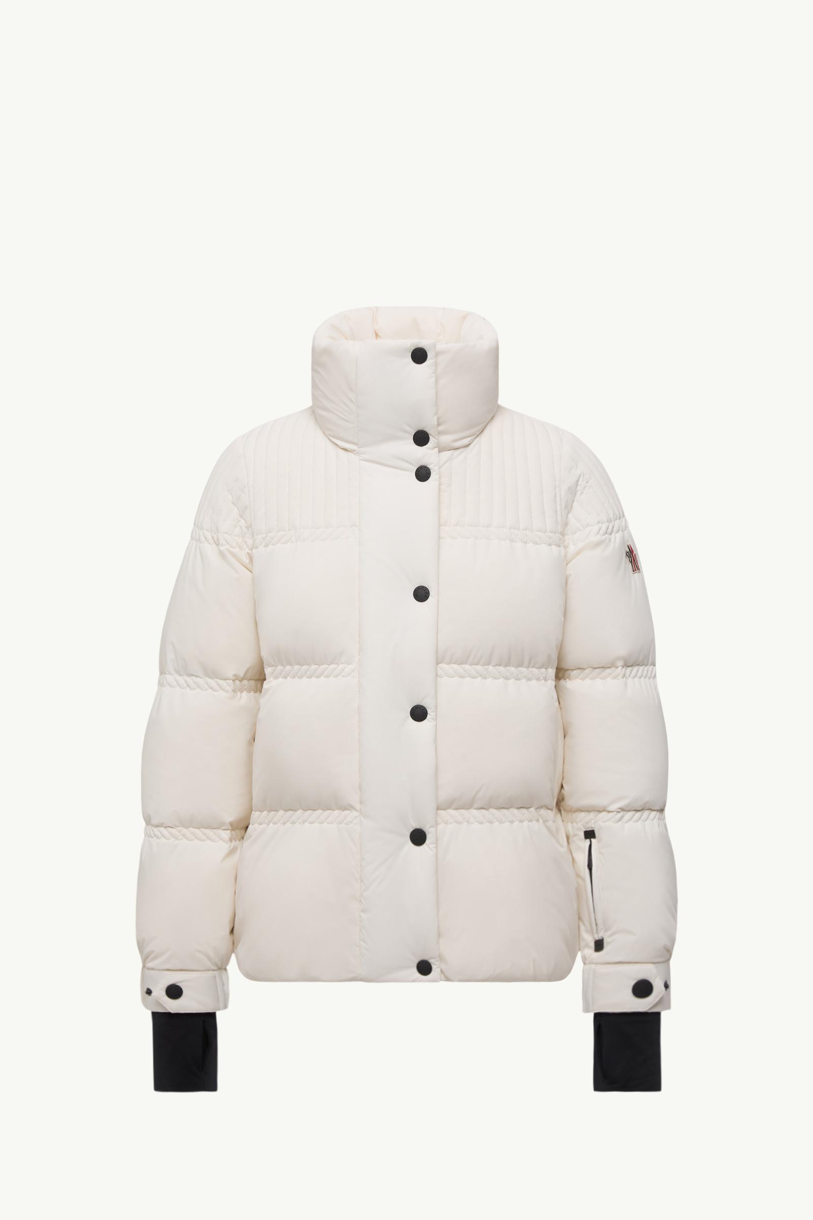 MONCLER ホワイト スキーウェア 女性用 Snow White Bruche Hooded Down Ski Jacket - Short Down