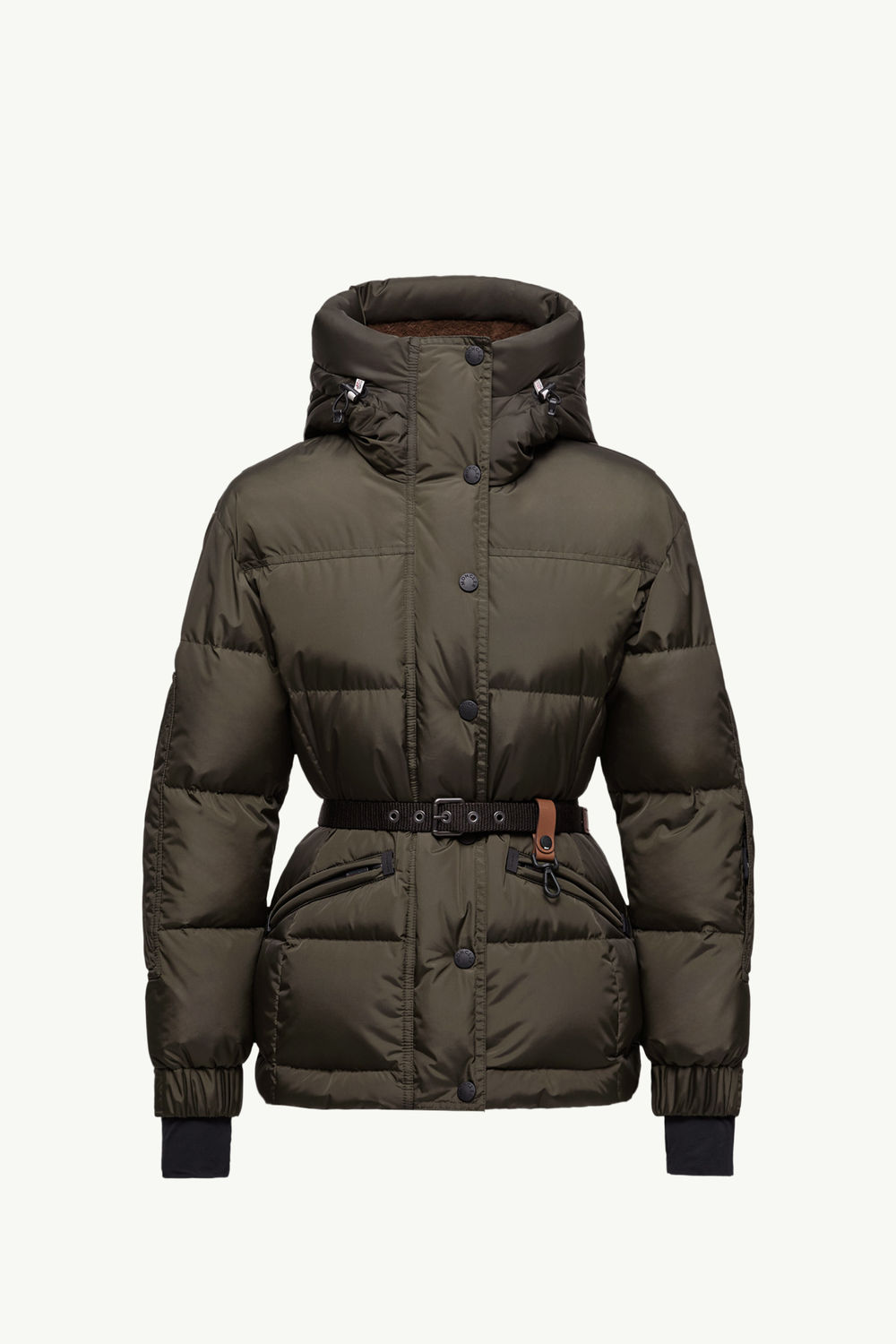 Salastrains Belted Down Ski Jacket Women Olive Green Moncler 2