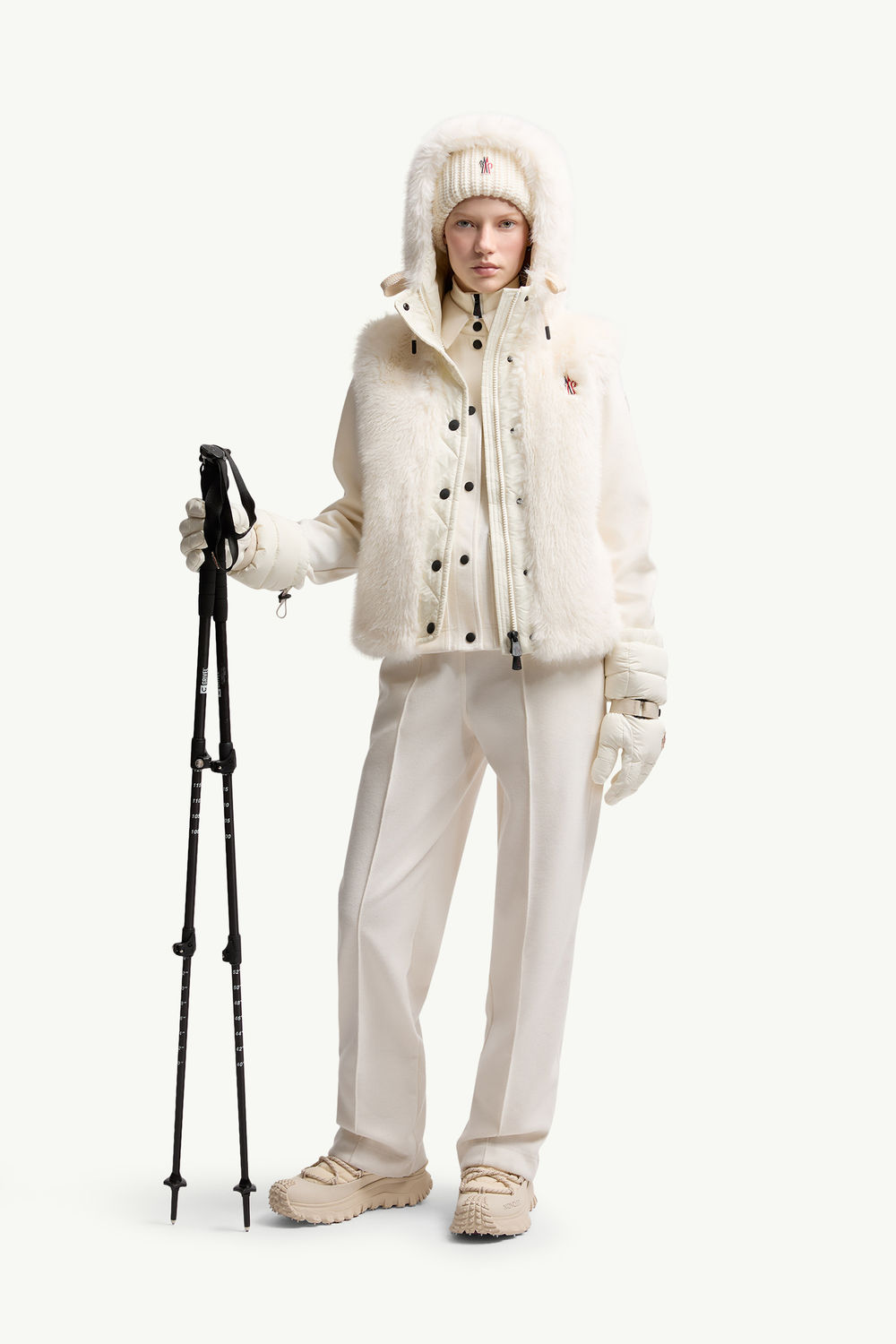 Arve Hooded Teddy Down Gilet Women White Moncler 0