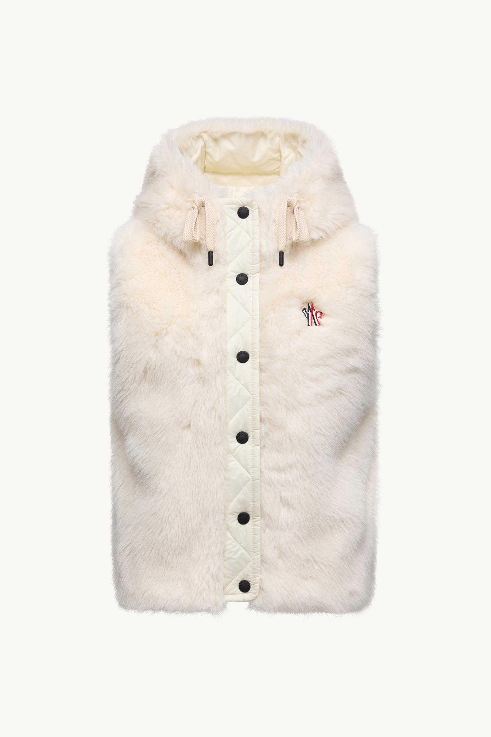 White Arve Hooded Teddy Down Vest - Vests for Women | Moncler US