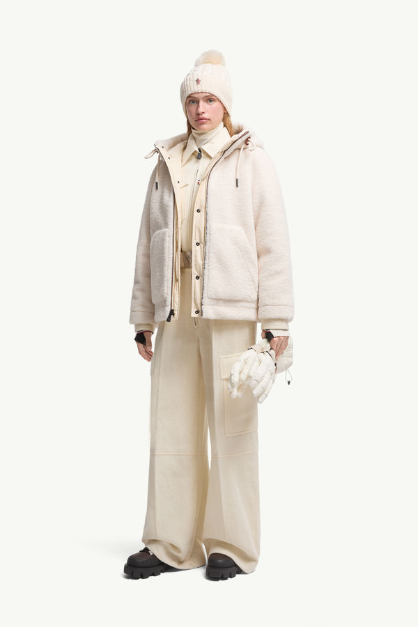 Yushan Reversible Teddy Short Padded Jacket Women White Moncler 0