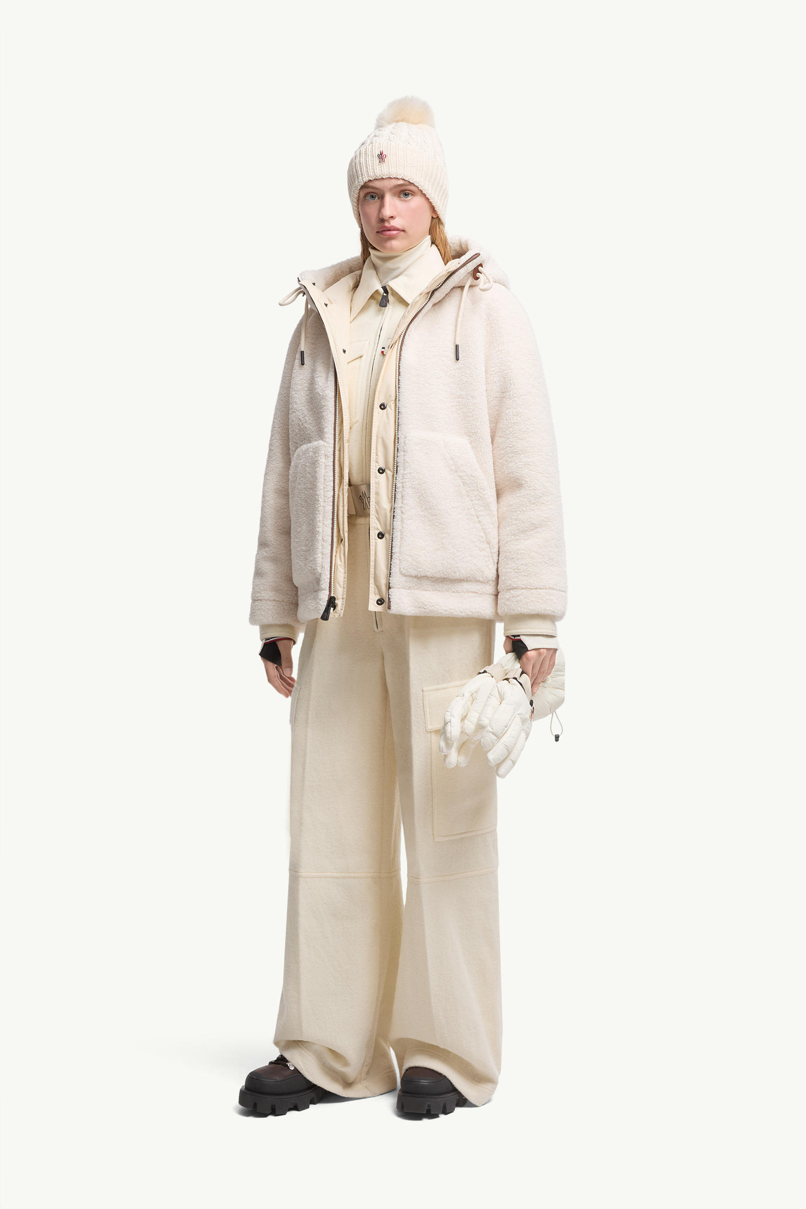Yushan Reversible Teddy Short Padded Jacket Women White Moncler 0