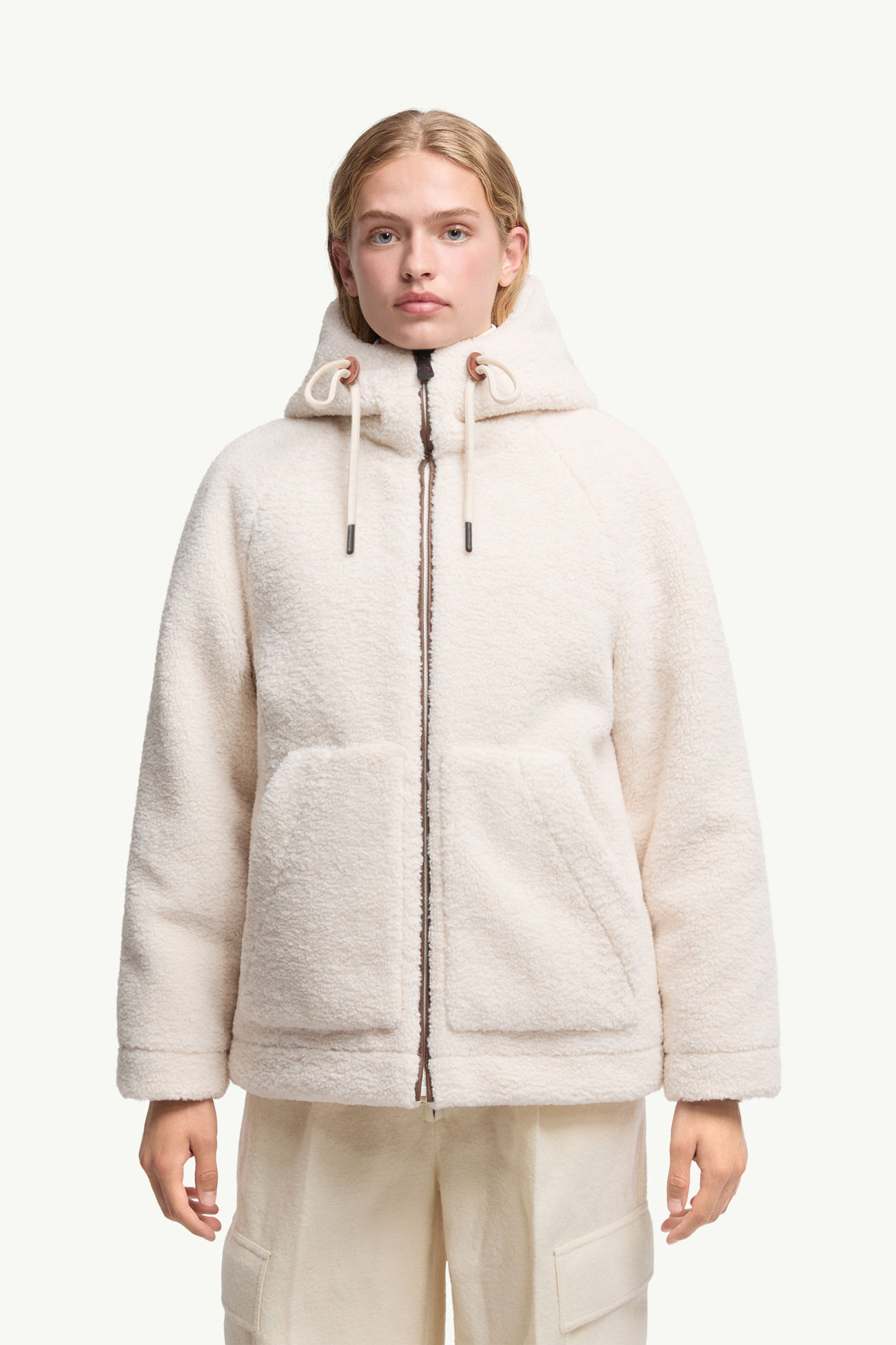 Veste matelassée courte réversible en teddy Yushan Femmes Blanc Moncler 3