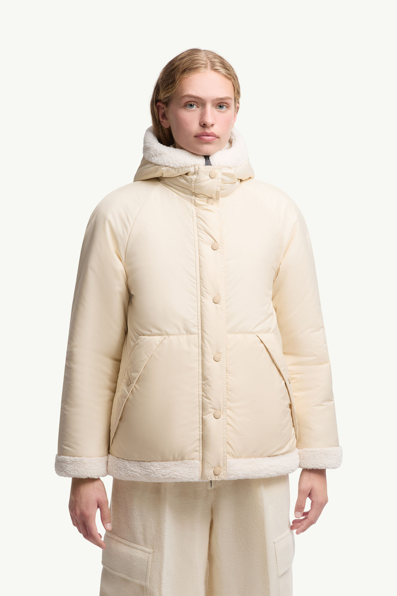 Giacca corta imbottita Yushan reversibile in teddy Donna Bianco Moncler 5