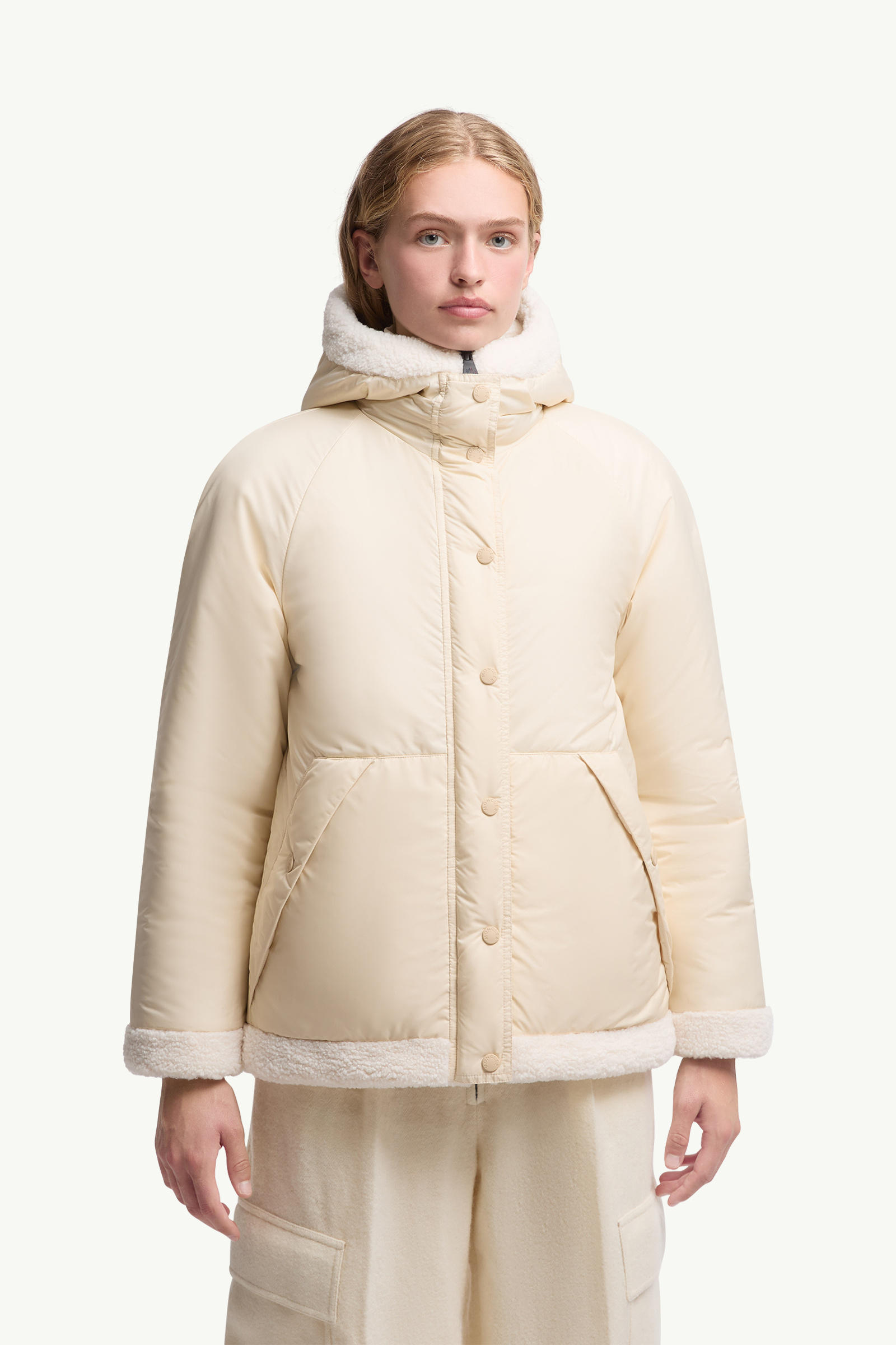 Yushan Reversible Teddy Short Padded Jacket Women White Moncler 5