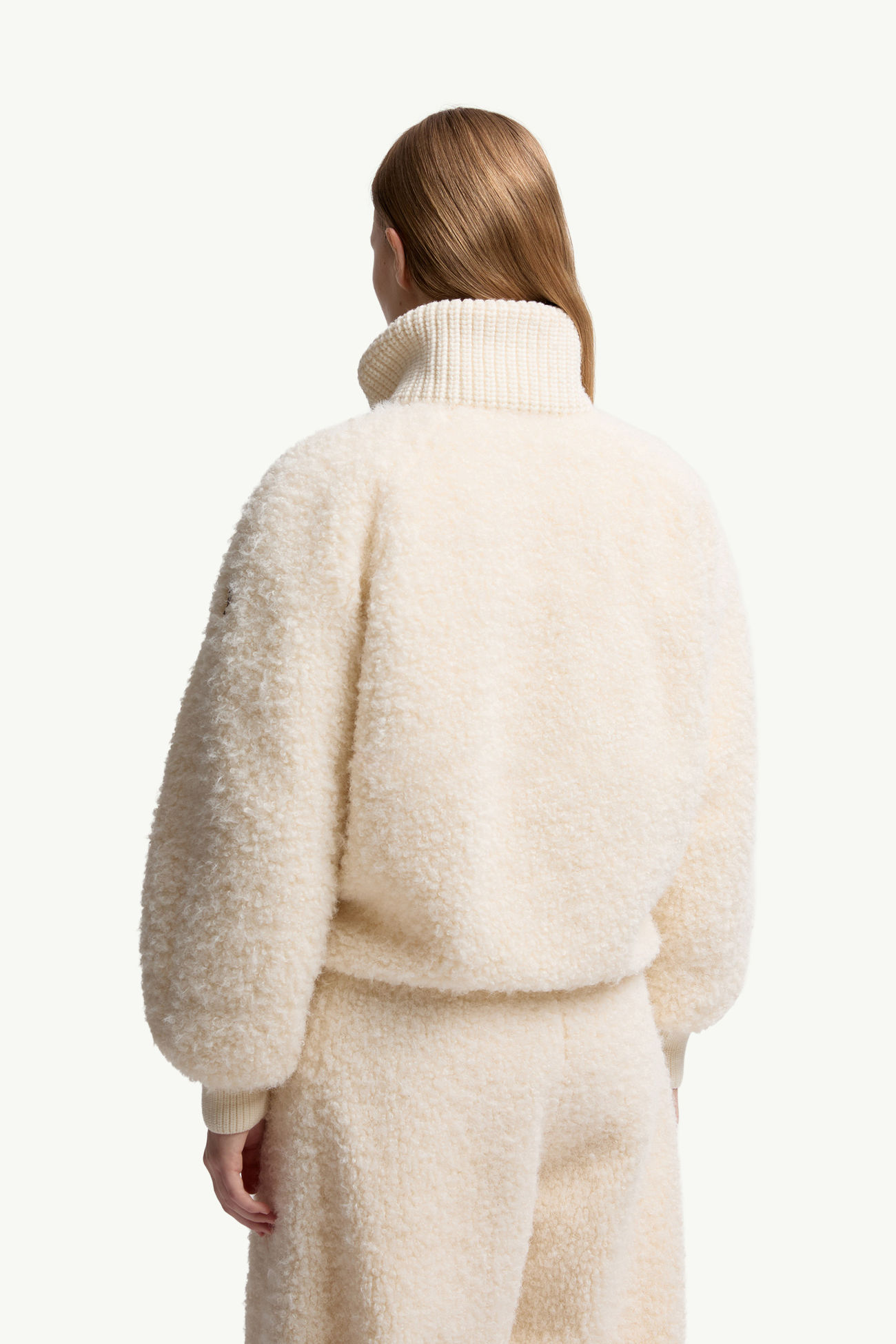 Ayles kurze Daunenjacke aus Teddystoff und Wolle Damen Weiß-Elfenbein Moncler 4