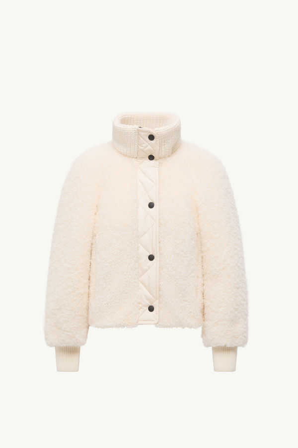 Ayles Teddy & Wool Short Down Jacket Women White Ivory Moncler 2