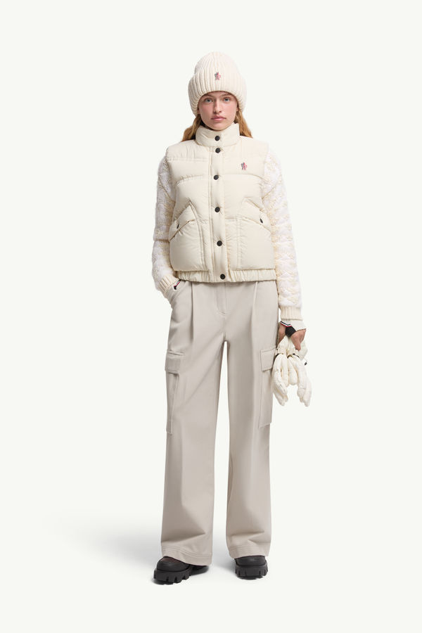 Gilet Imbottito in Piuma Baise Donna Beige Chiaro Moncler 0