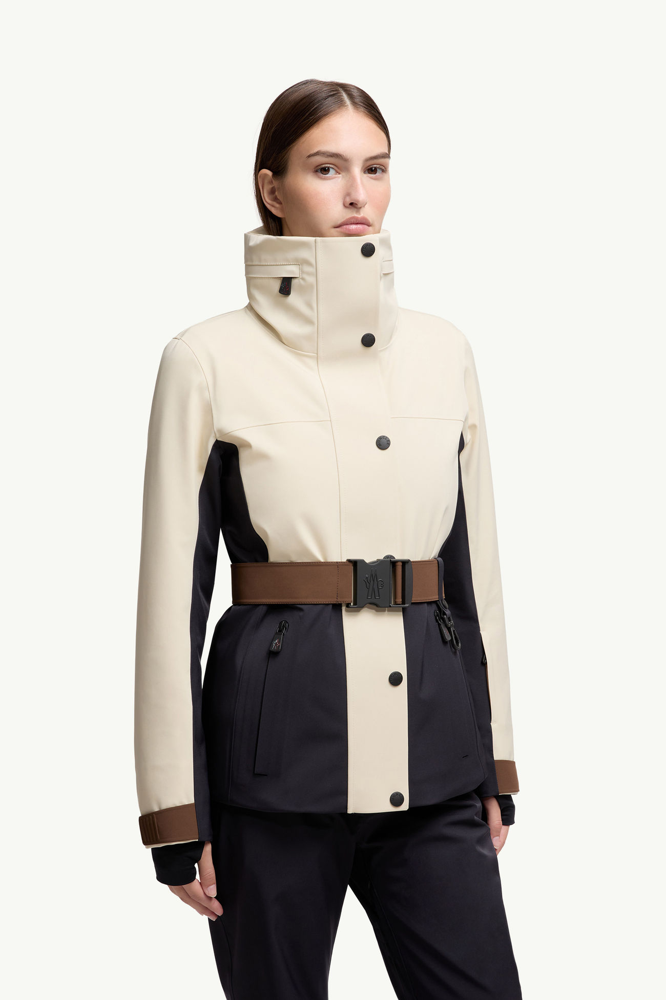 Hainets wattierte Ski-Jacke mit Kapuze Damen Blau & Weiss Moncler 3