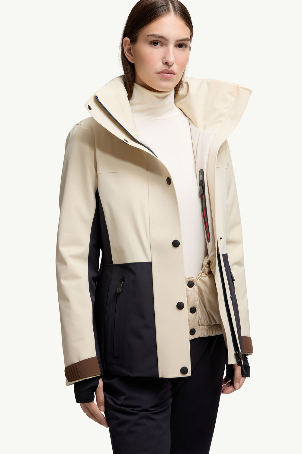 Hainets Hooded Padded Ski Jacket Women Blue & White Moncler 6