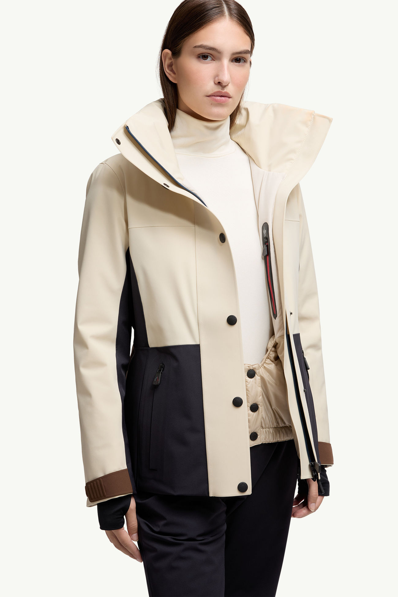 Hainets Hooded Padded Ski Jacket Women Blue & White Moncler 6