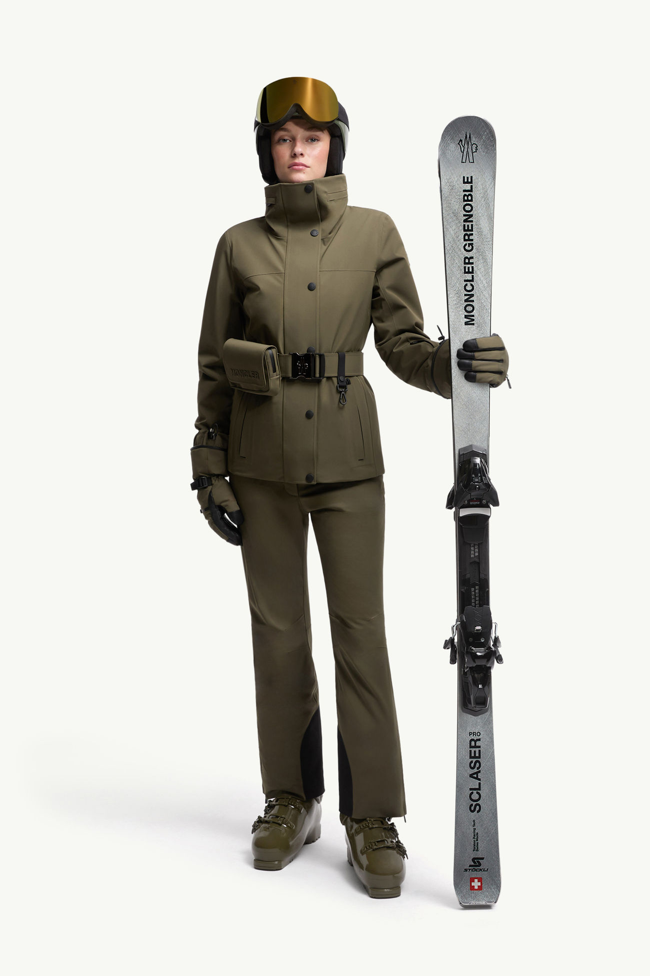 Hainets連帽夾層滑雪外套 女士 橄欖綠色 Moncler 0