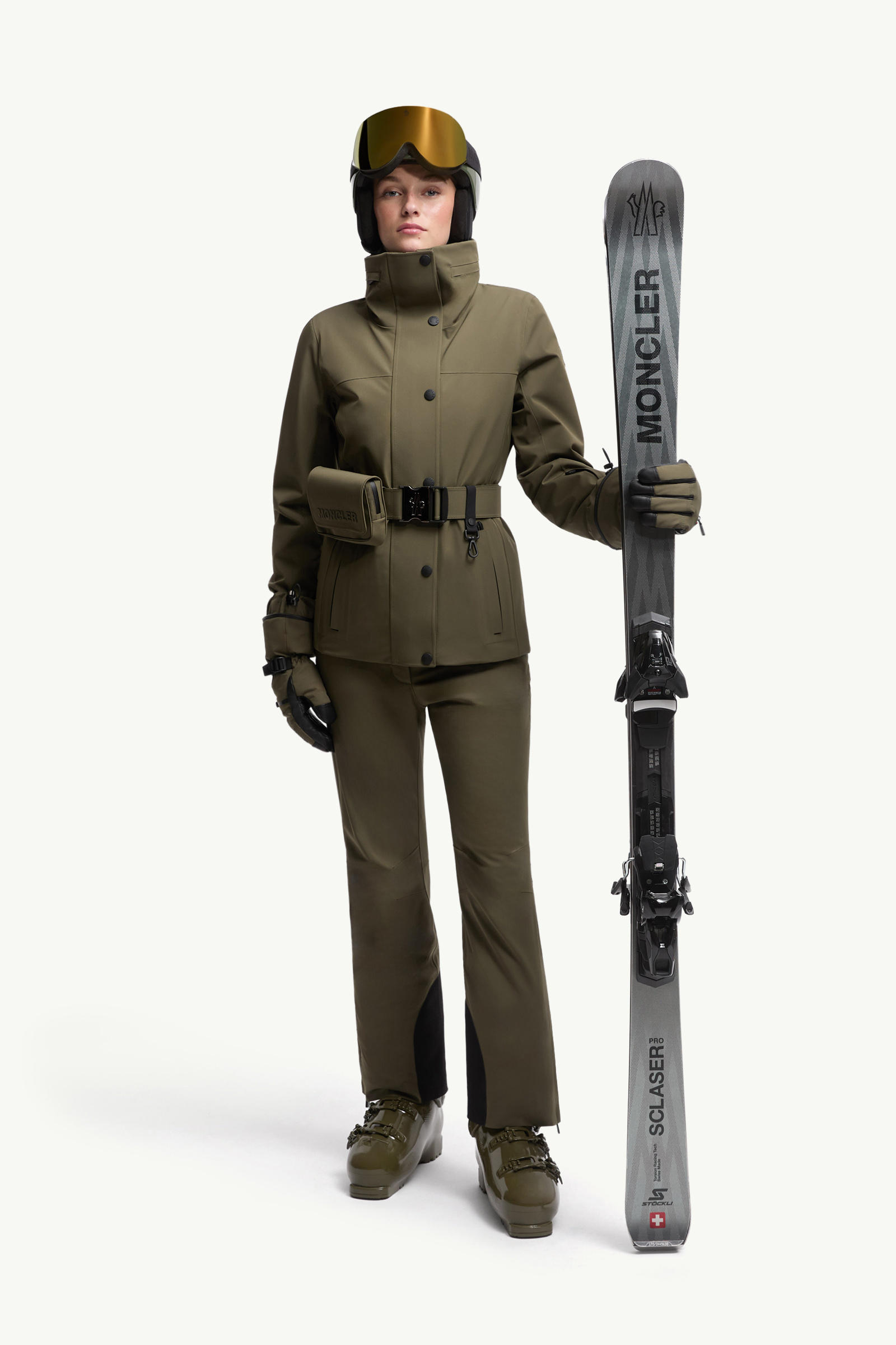 Hainets連帽夾層滑雪外套 女士 橄欖綠色 Moncler 0