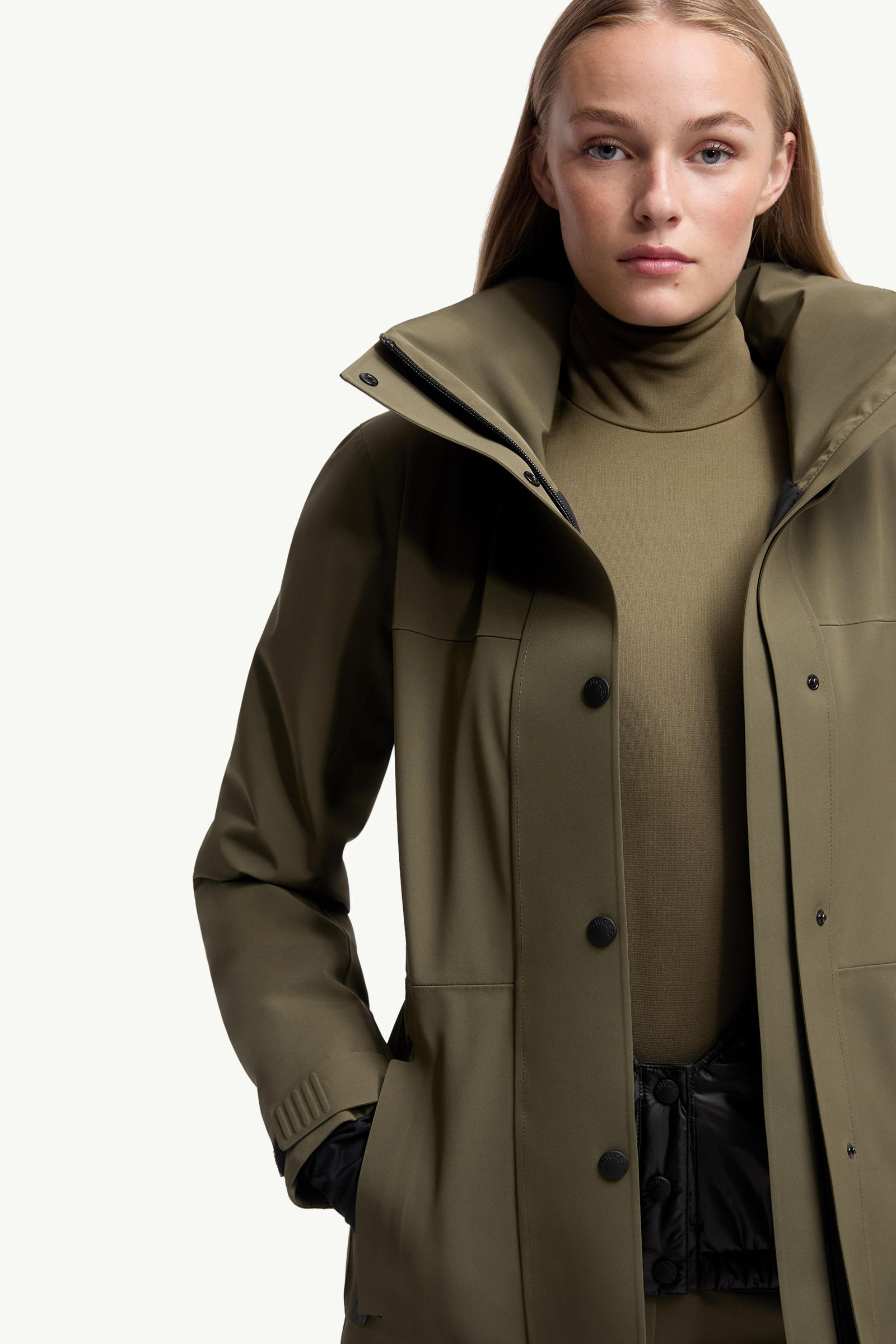 Hainets Hooded Padded Ski Jacket Women Olive Green Moncler 6