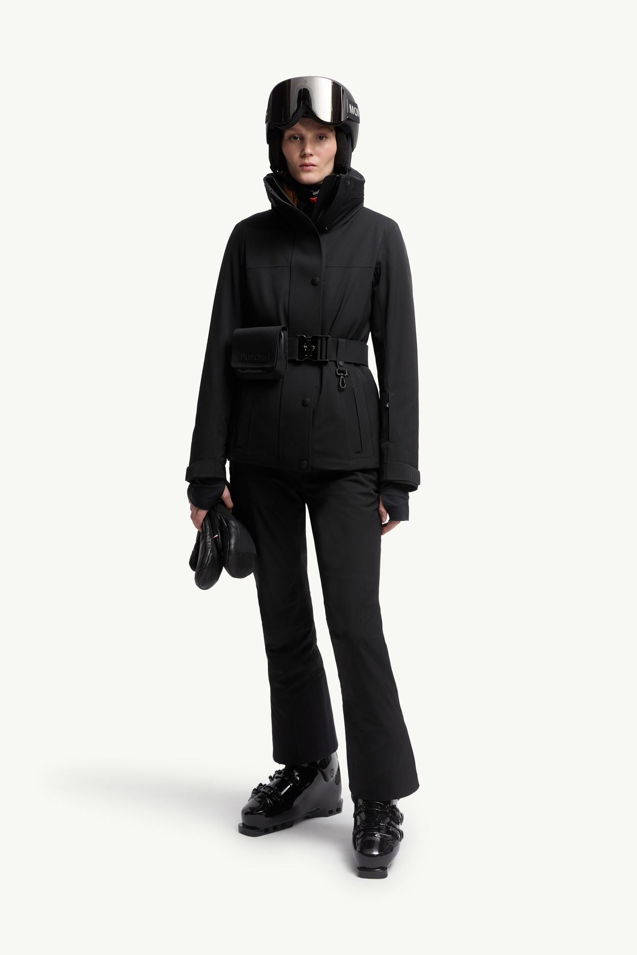 Hainets wattierte Ski-Jacke mit Kapuze Damen Schwarz Moncler 0