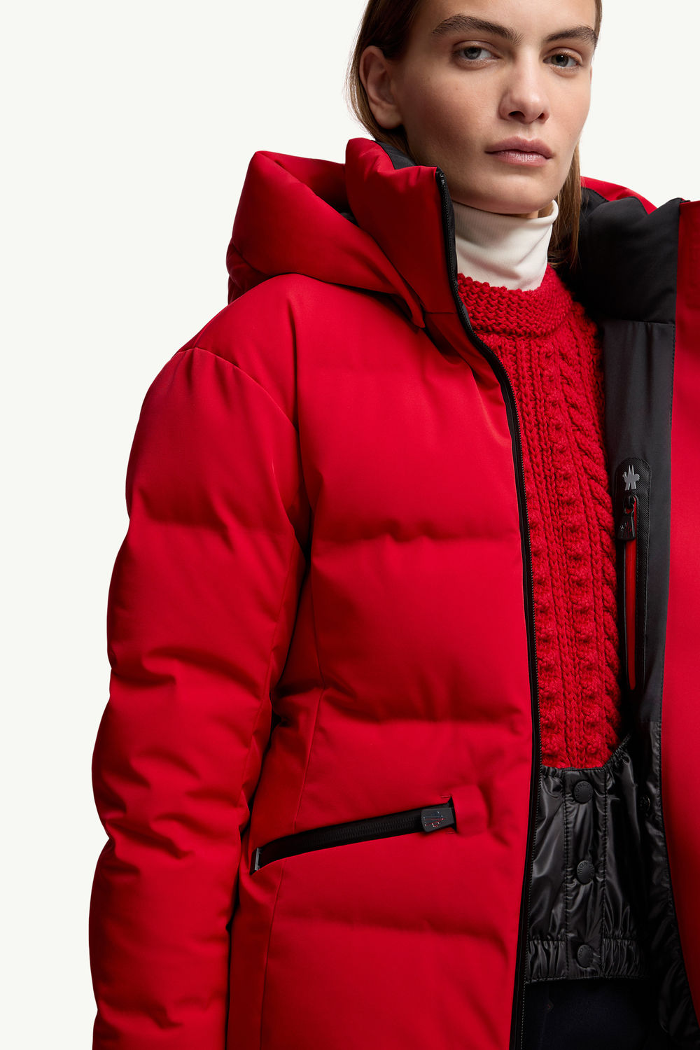 Tolima Hooded Down Ski Jacket Women Dark Red Moncler 6