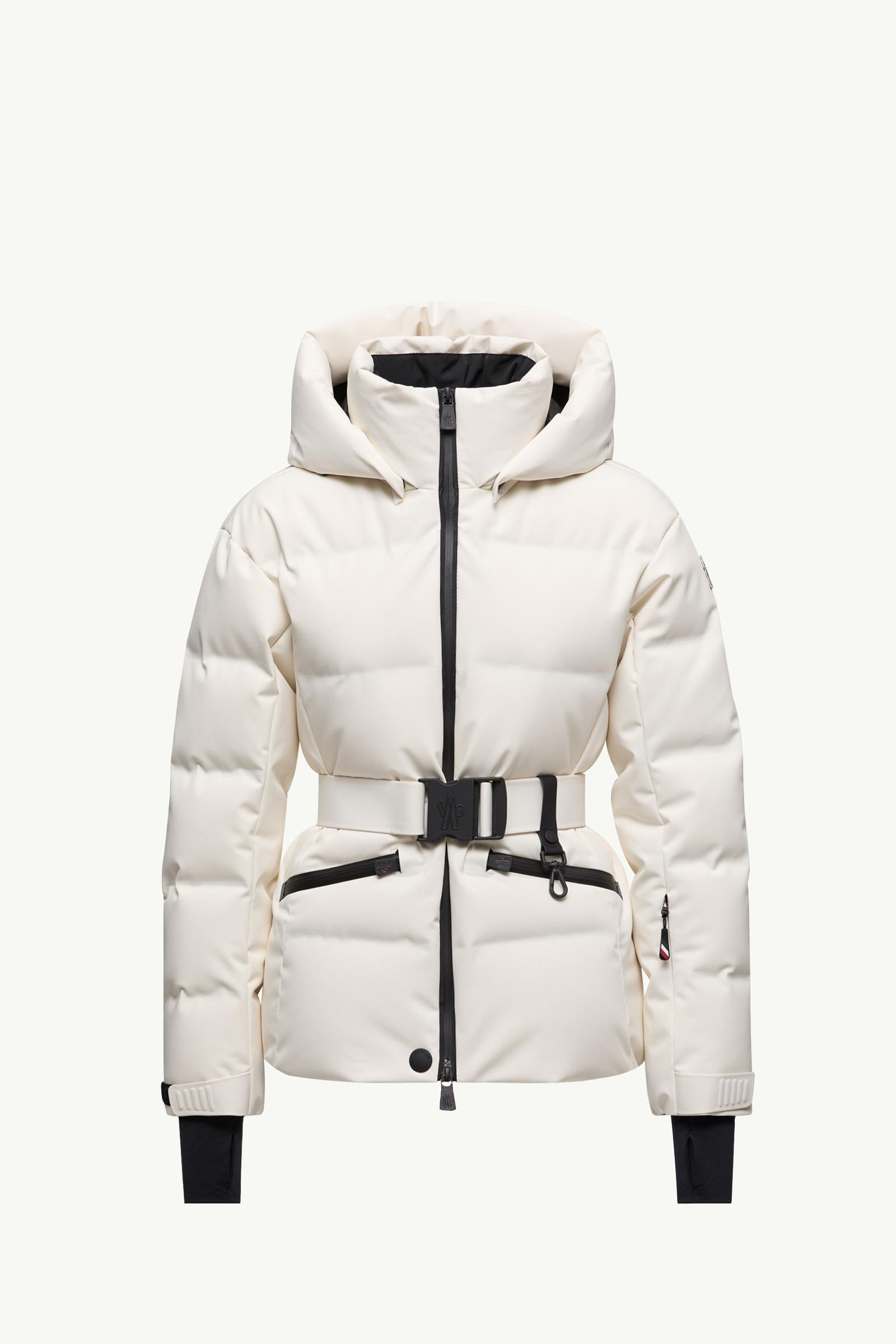 MONCLER ホワイト スキーウェア 女性用 Snow White Bruche Hooded Down Ski Jacket - Short Down