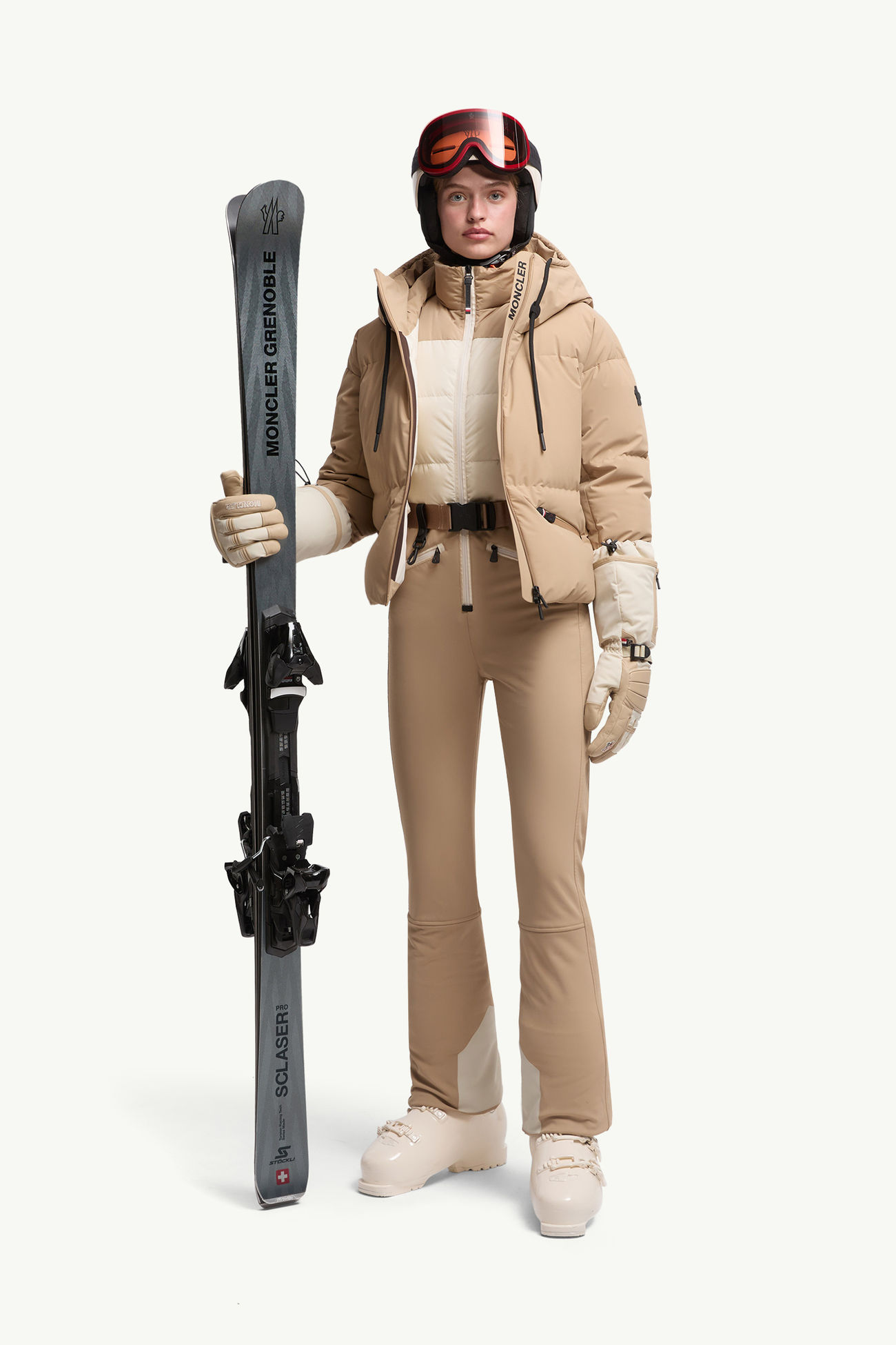 Allesazダウンスキージャケット レディース ベージュ Moncler 0