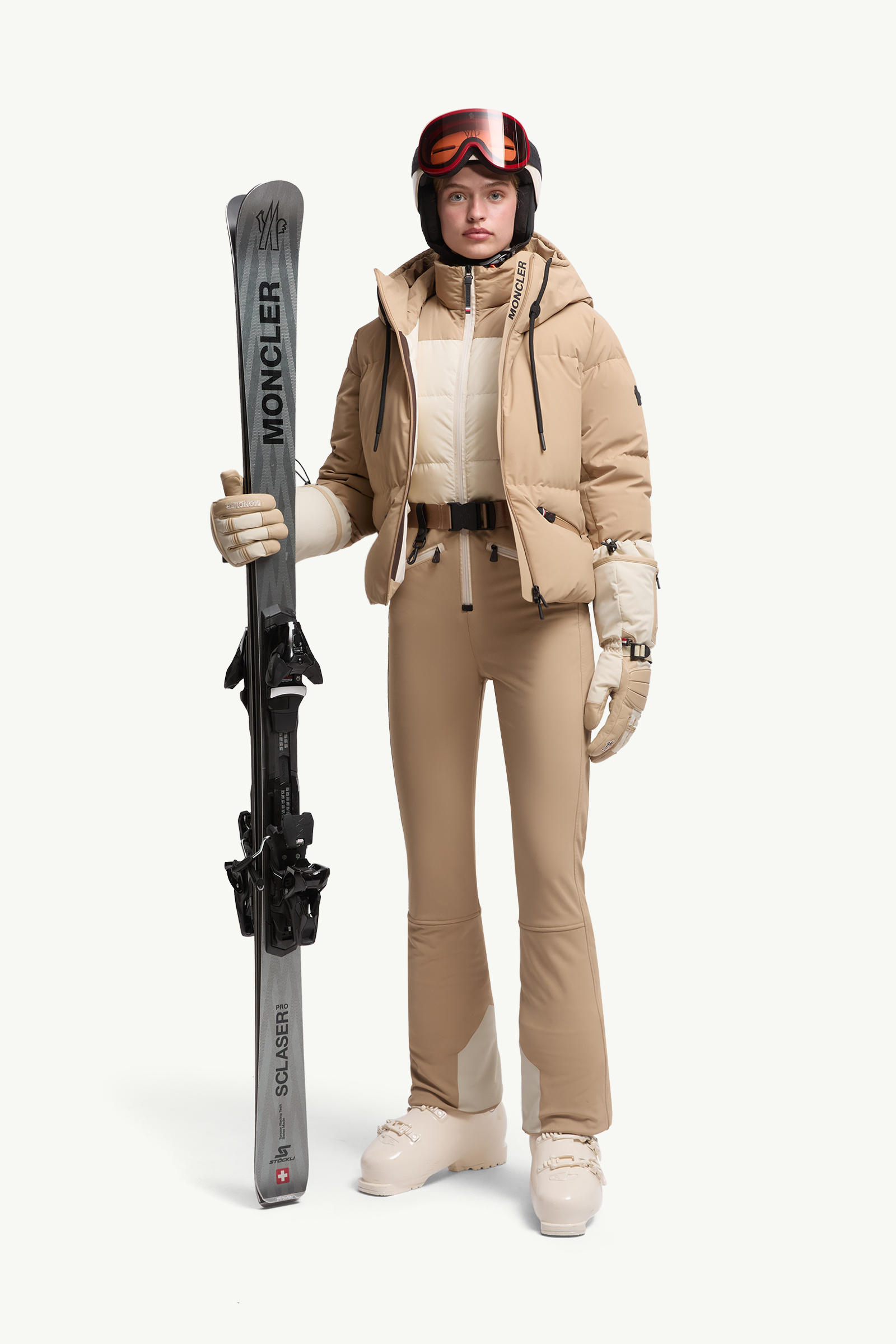 Allesaz連帽滑雪羽絨外套 女士 米色 Moncler 0