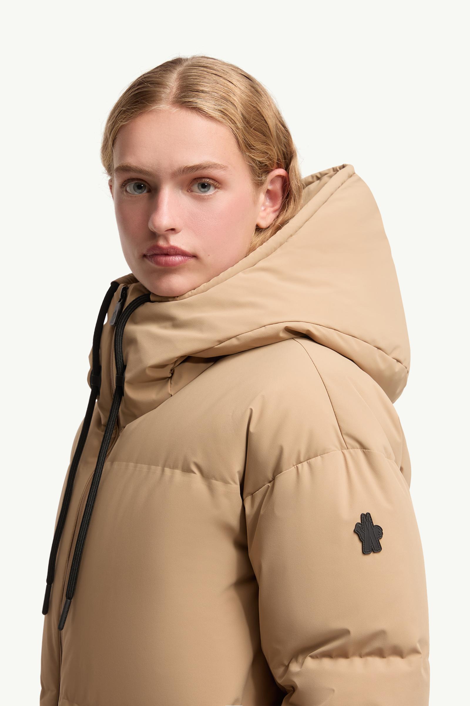 Beige Allesaz Hooded Insulated Ski Jacket - Short Down Jackets for