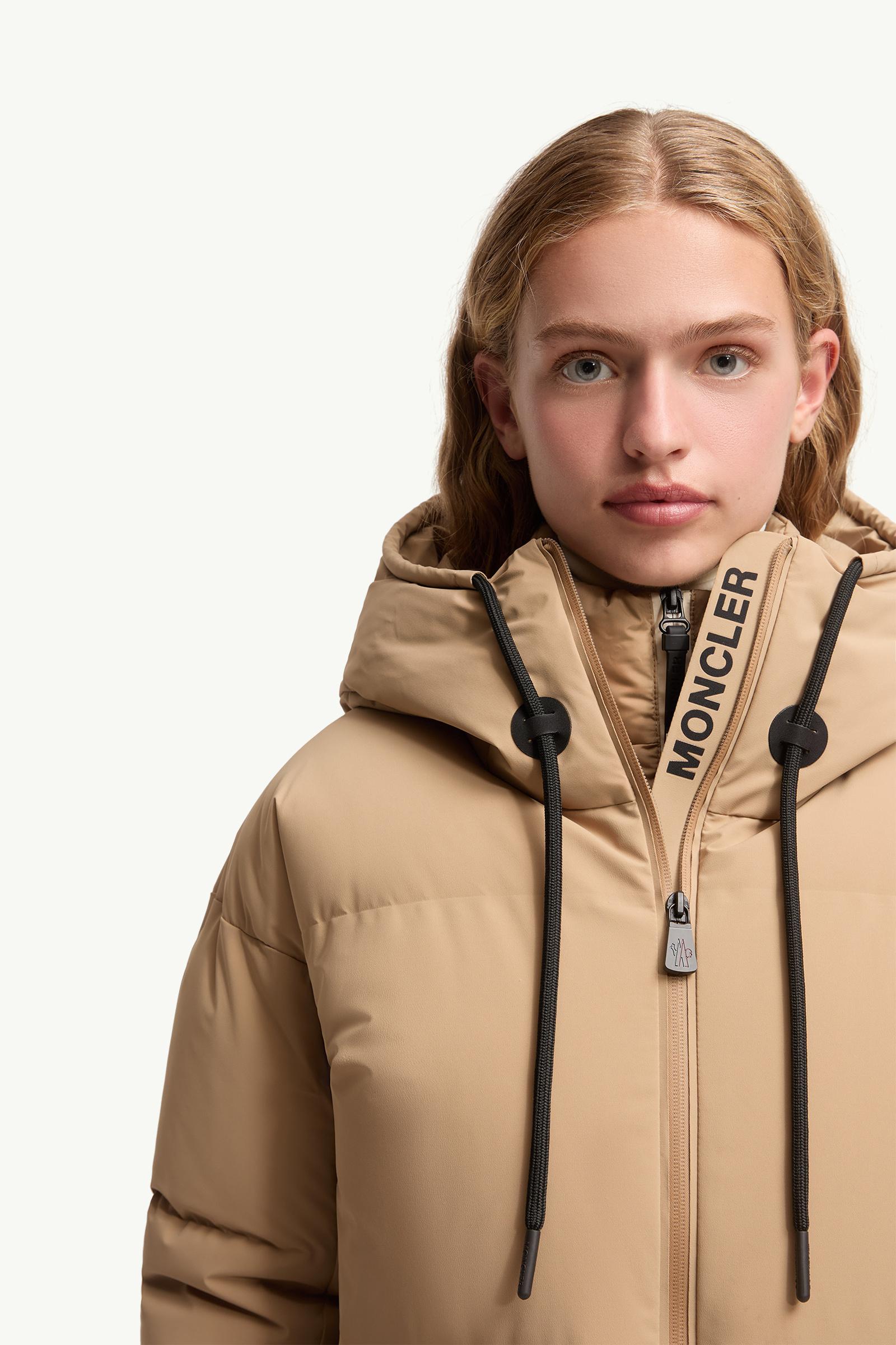 Beige Allesaz Hooded Insulated Ski Jacket - Short Down Jackets for
