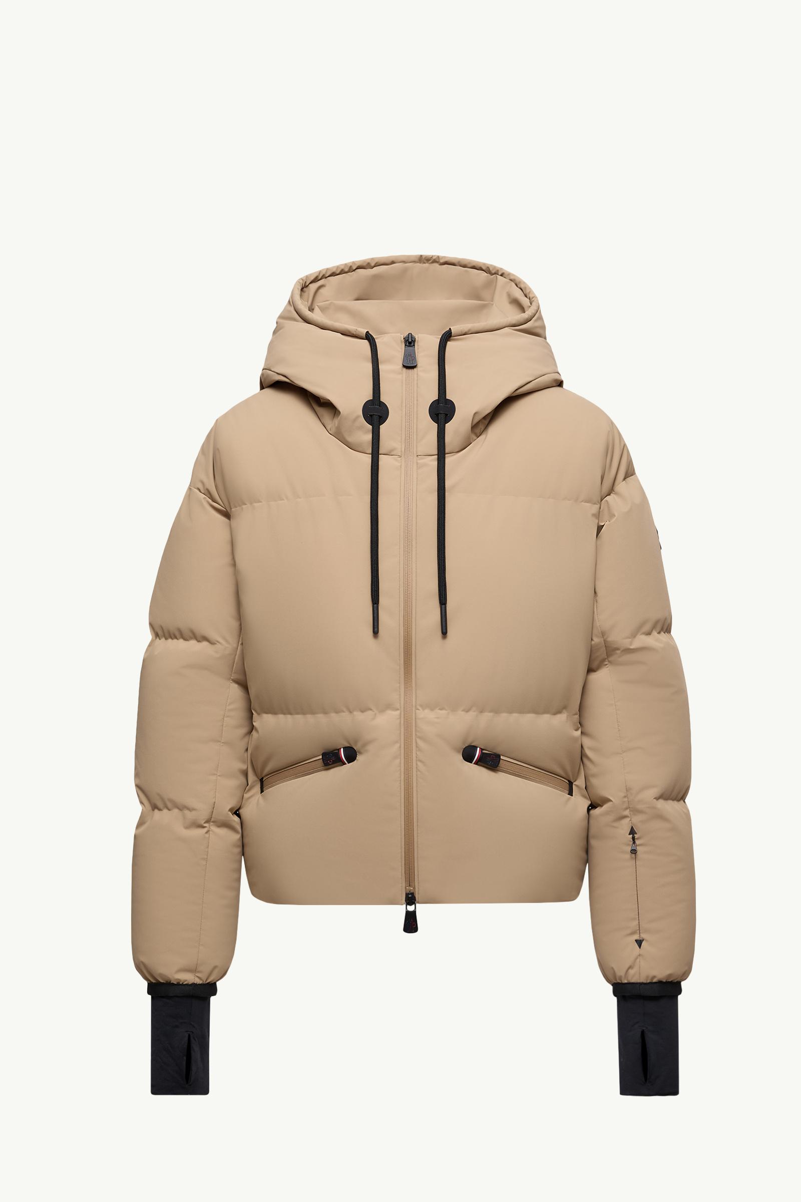 Beige Allesaz Hooded Insulated Ski Jacket - Short Down Jackets for