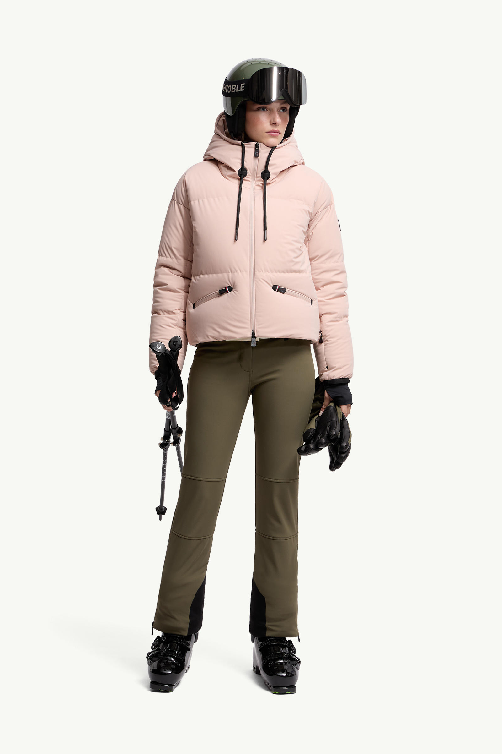 Allesaz Hooded Down Ski Jacket Women Light Pink Moncler 0