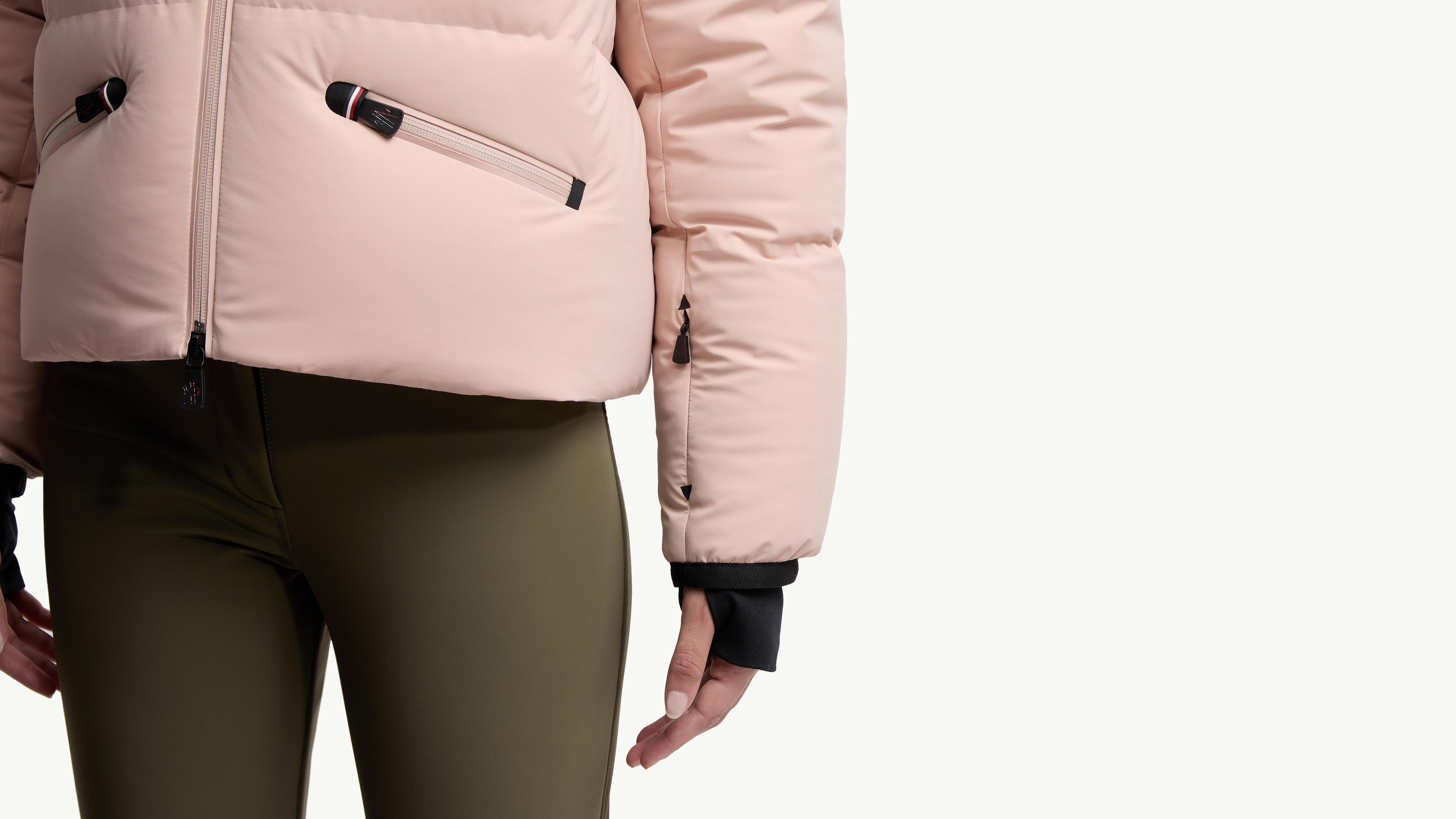 Light Pink Allesaz Hooded Down Ski Jacket - Short Down Jackets for