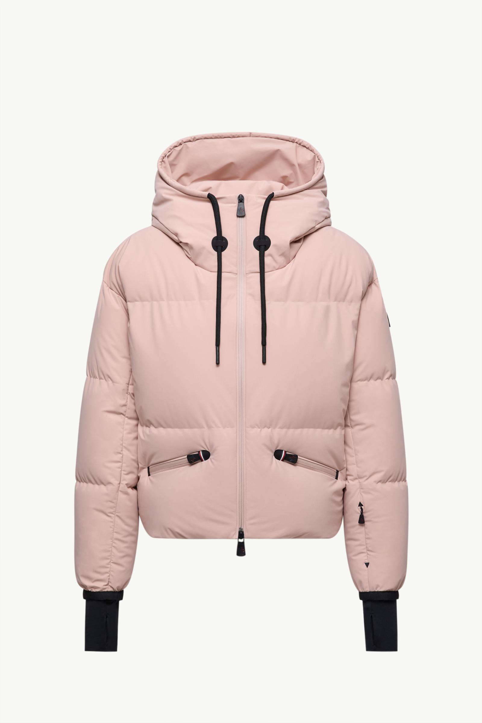Light Pink Allesaz Hooded Down Ski Jacket - Short Down Jackets for