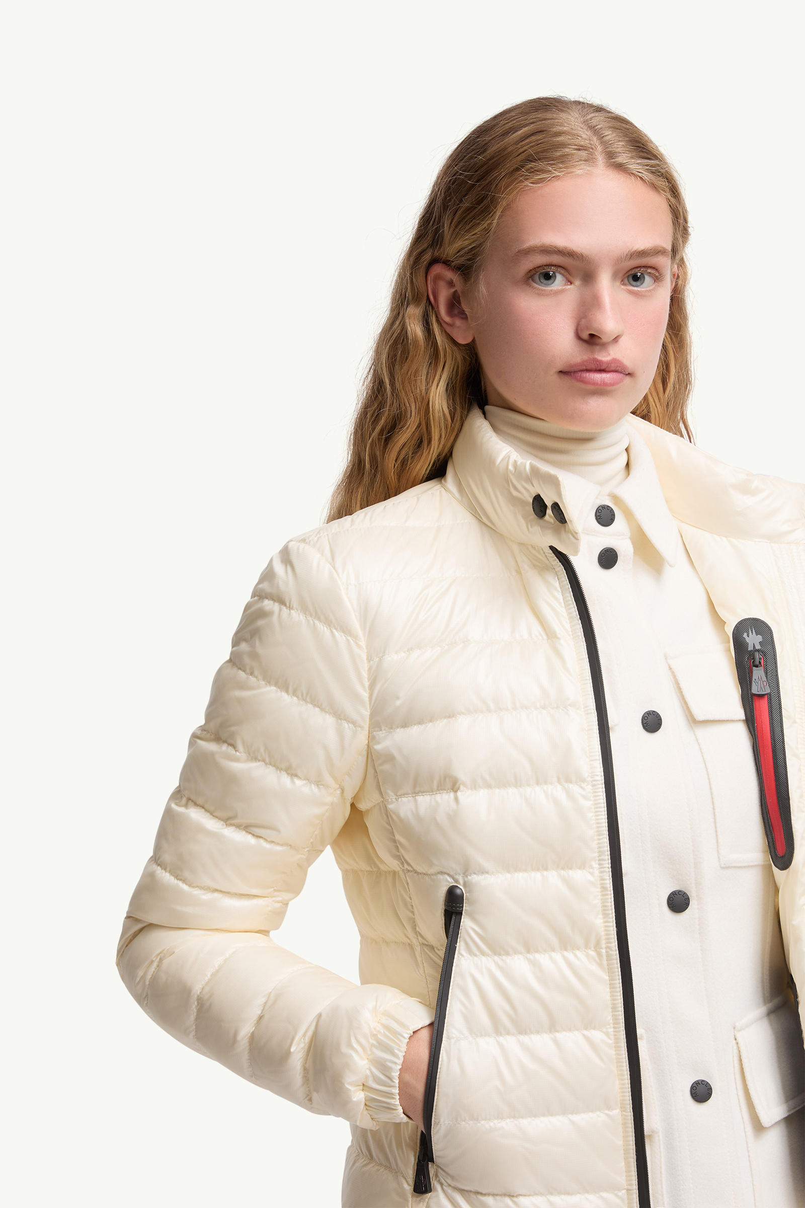 Walibi Packable Short Down Jacket Women White Ivory Moncler 6