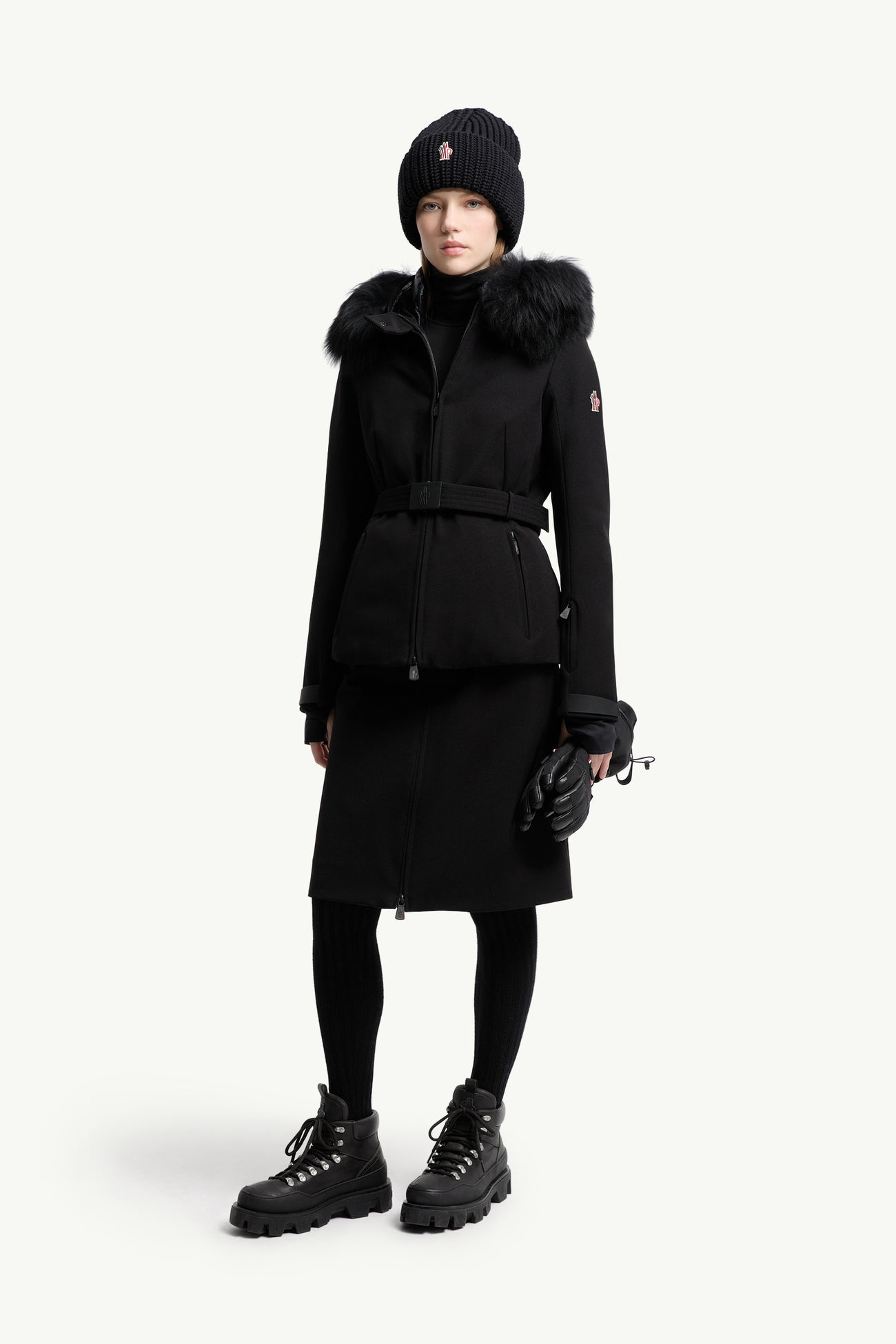 Bauges連帽羔羊毛飾邊滑雪羽絨外套 女士 黑色 Moncler 0