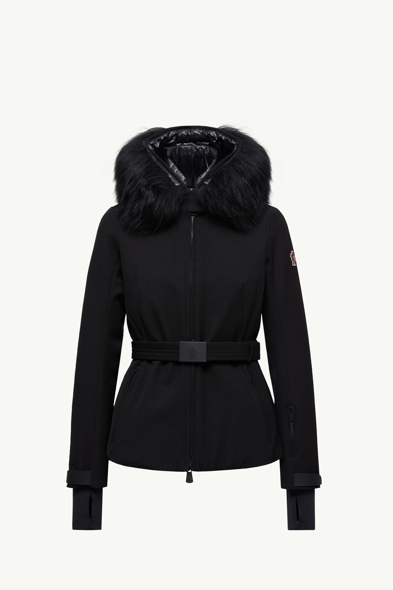 Bauges Hooded Shearling-Trimmed Insulated Ski Jacket Women Black Moncler 2