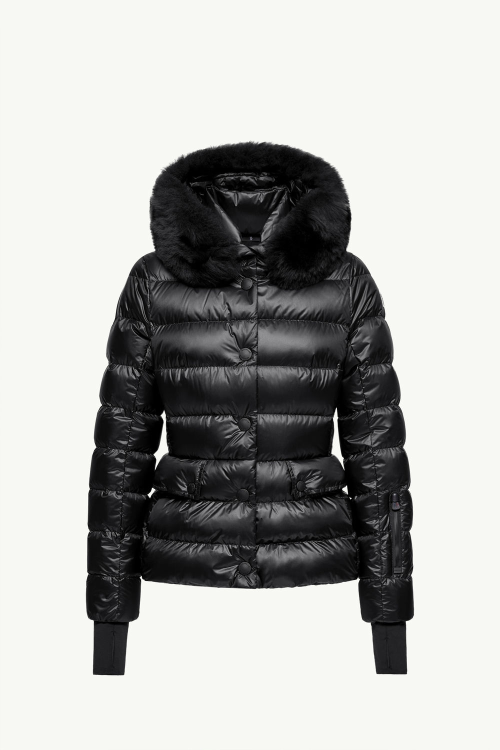 Armoniques Hooded Shearling-Trimmed Down Ski Jacket Women Black Moncler 2