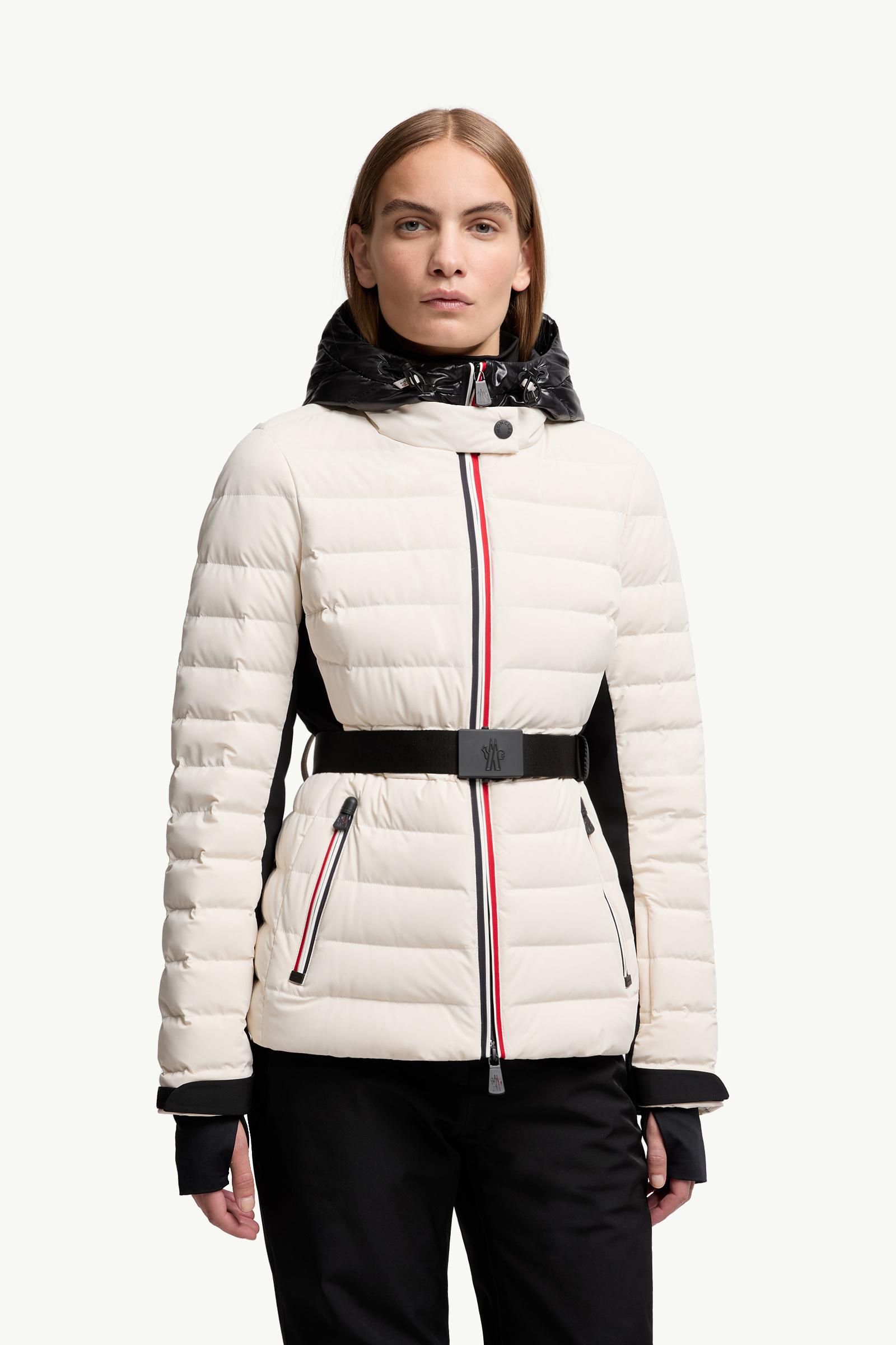 MONCLER ホワイト スキーウェア 女性用 White Laplance GORE-TEX® Shearling-Trimmed Hooded Insulated Ski