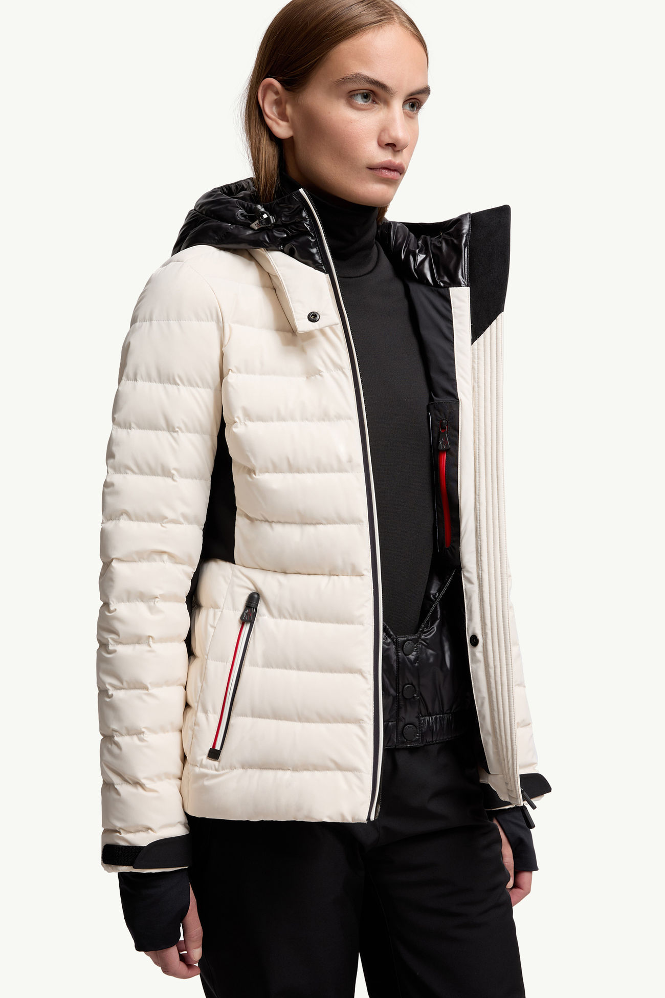 Piumino da sci Bruche con cappuccio Donna Bianco Avorio Moncler 5