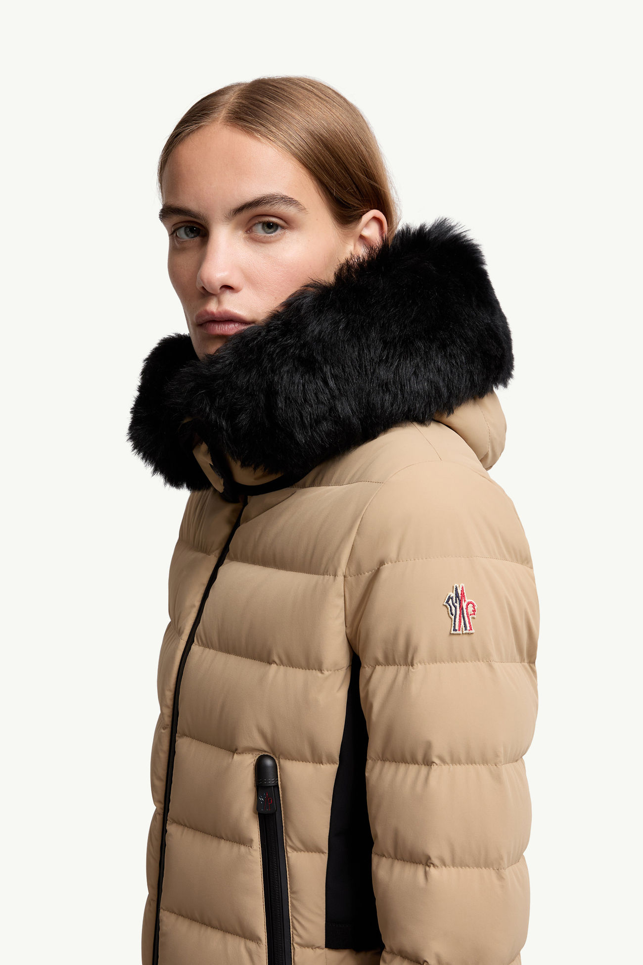 Plumífero de esquí de lana de oveja joven con capucha Lamoura Mujer Beige Moncler 1