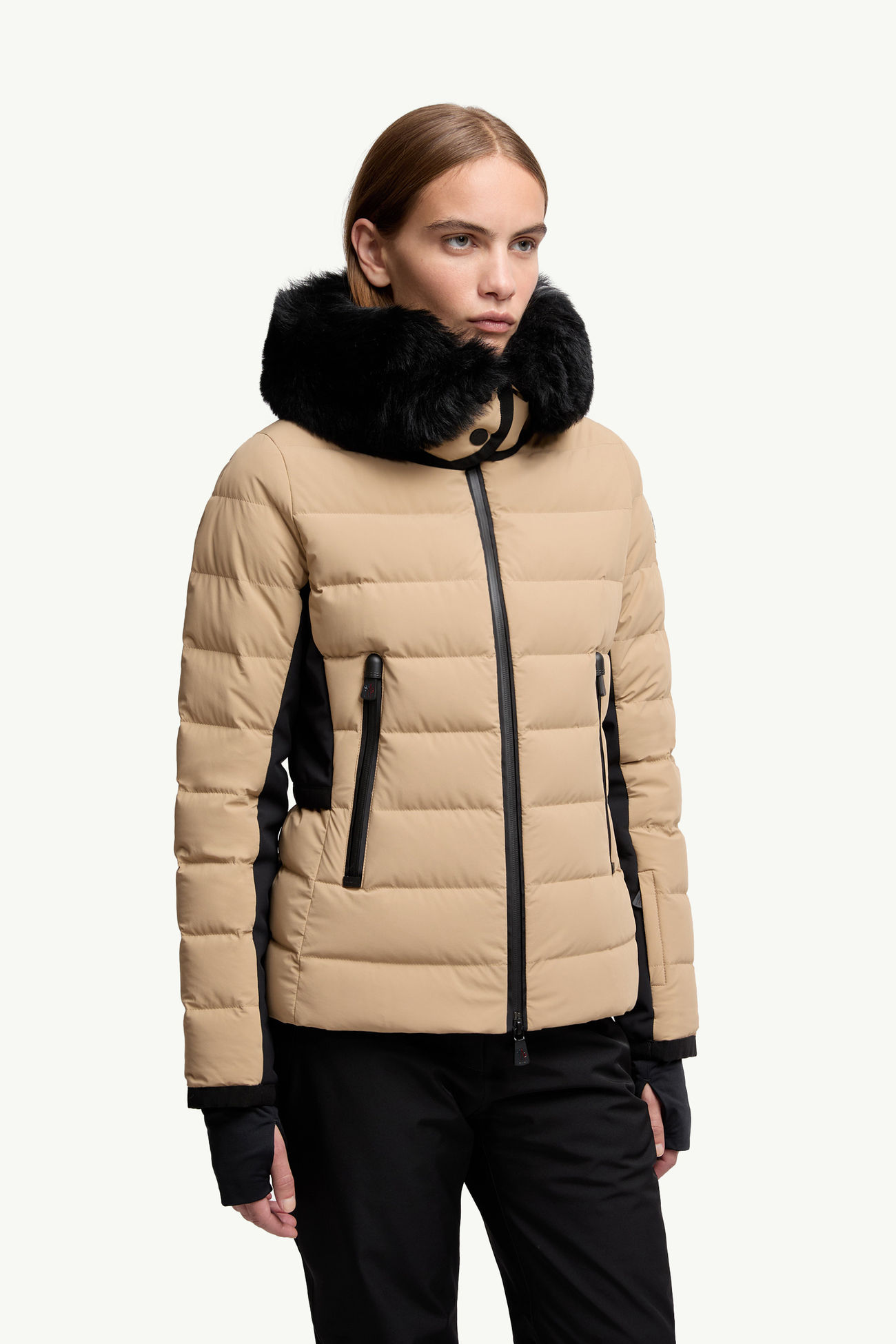 Plumífero de esquí de lana de oveja joven con capucha Lamoura Mujer Beige Moncler 3