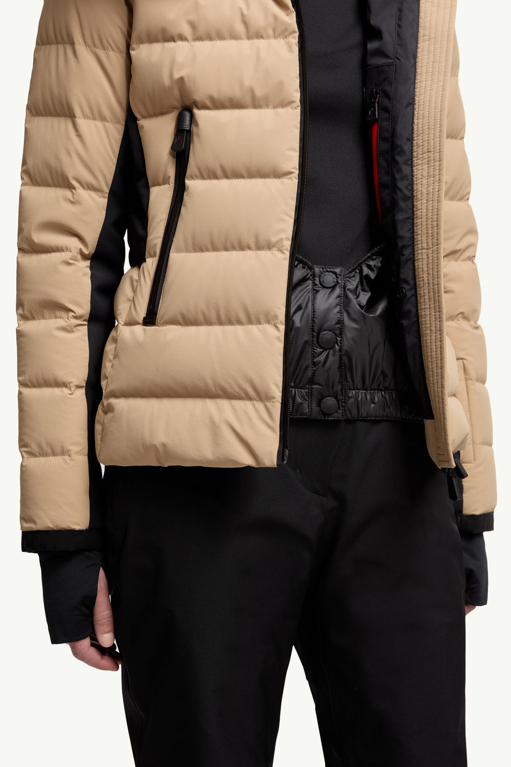 Lamoura Hooded Shearling-Trimmed Down Ski Jacket Women Beige Moncler 5
