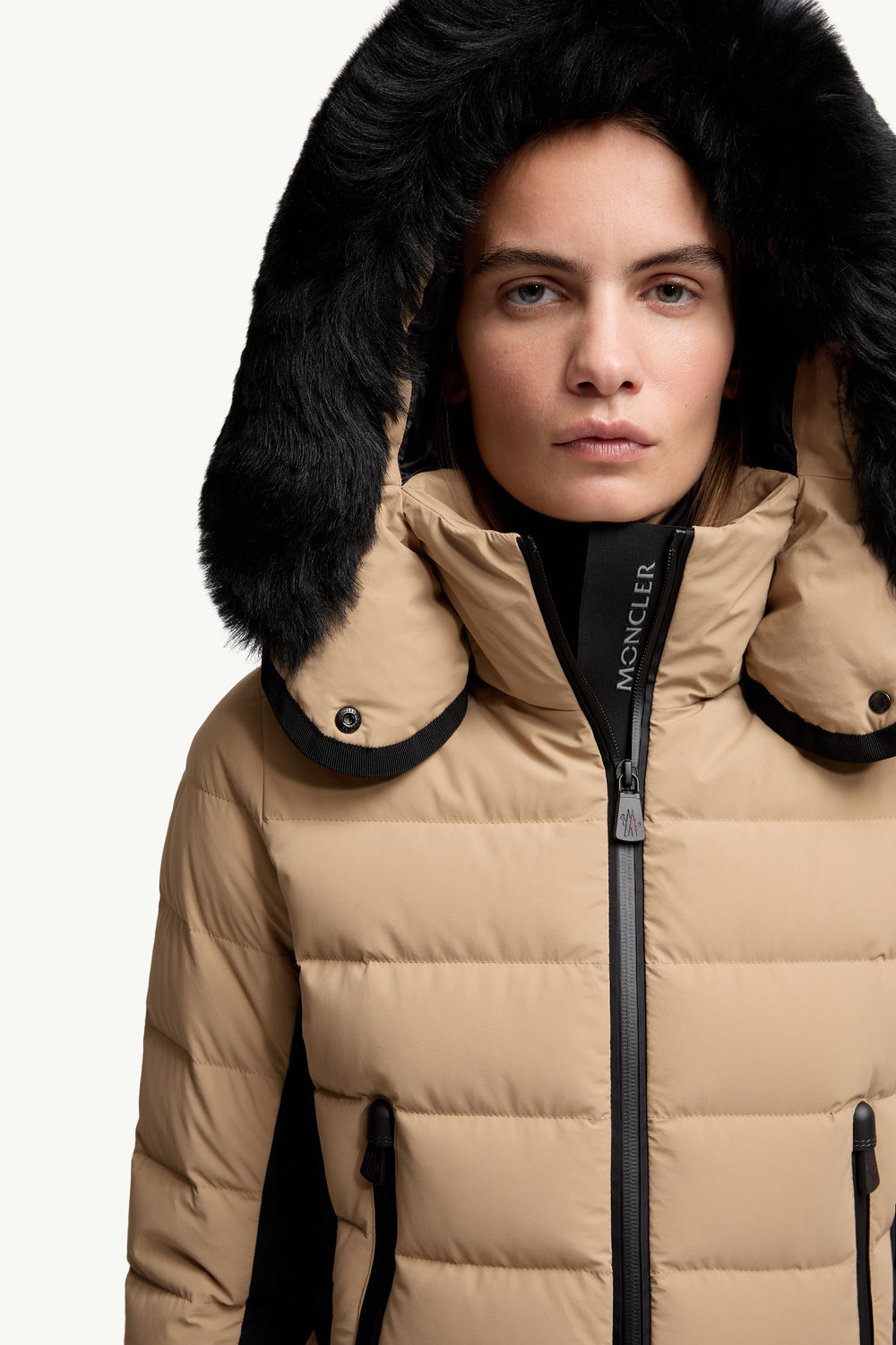 Lamoura Hooded Shearling-Trimmed Down Ski Jacket Women Beige Moncler 7