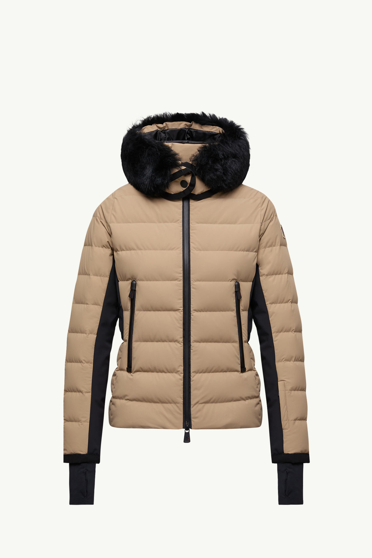 Lamoura Hooded Shearling-Trimmed Down Ski Jacket Women Beige Moncler 2