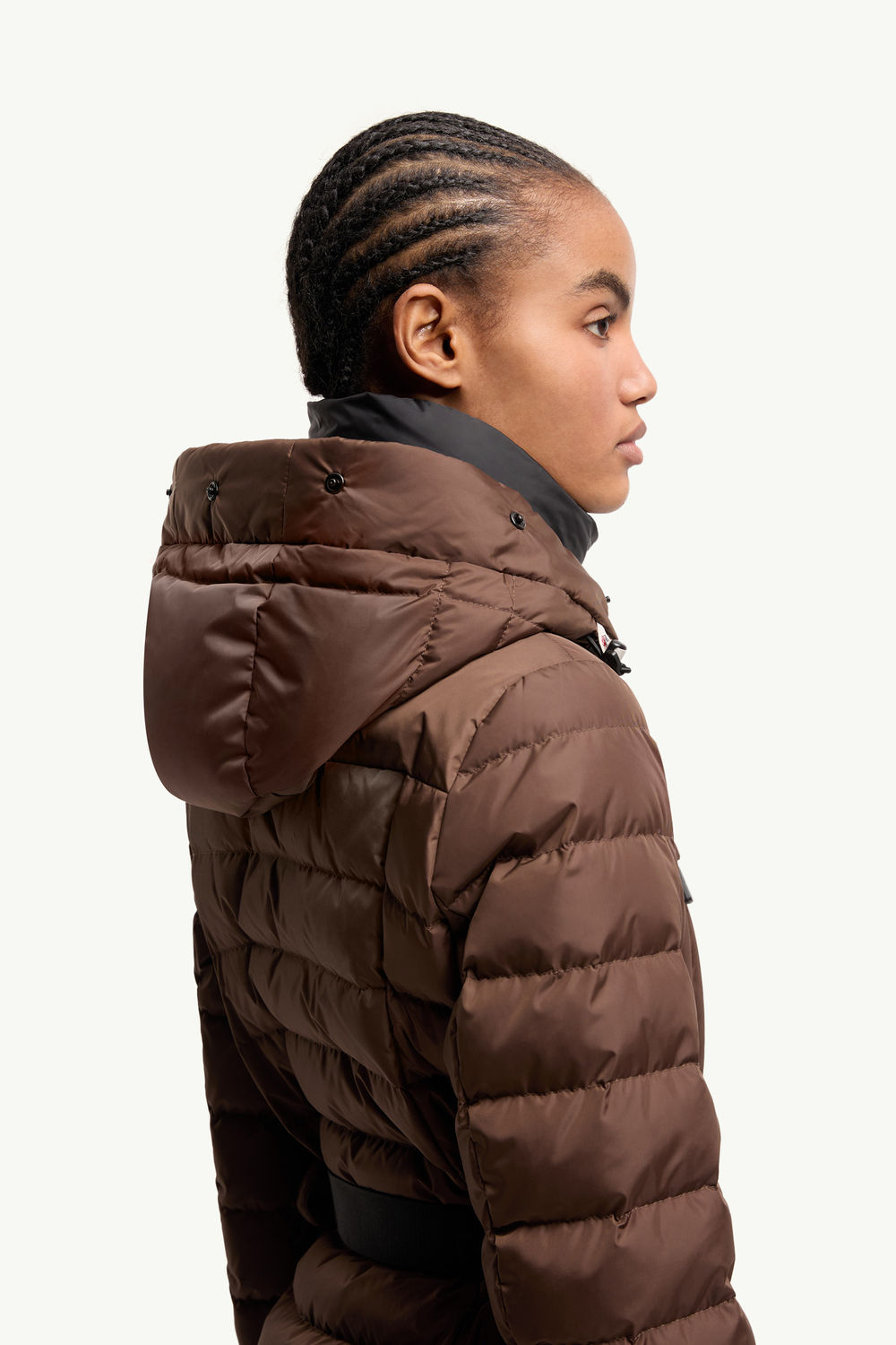 Beverley Hooded Shearling-Trimmed Ski Down Jacket Women Brown Moncler 5