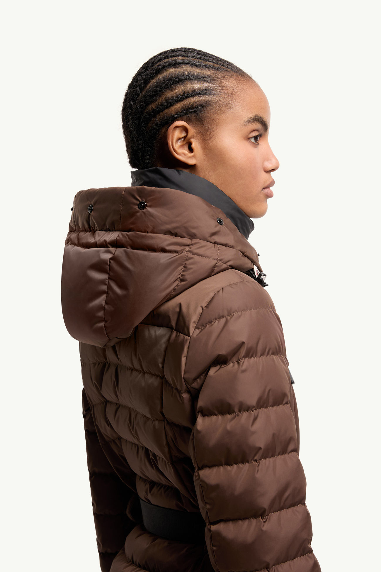 Beverley Hooded Shearling-Trimmed Ski Down Jacket Women Brown Moncler 5