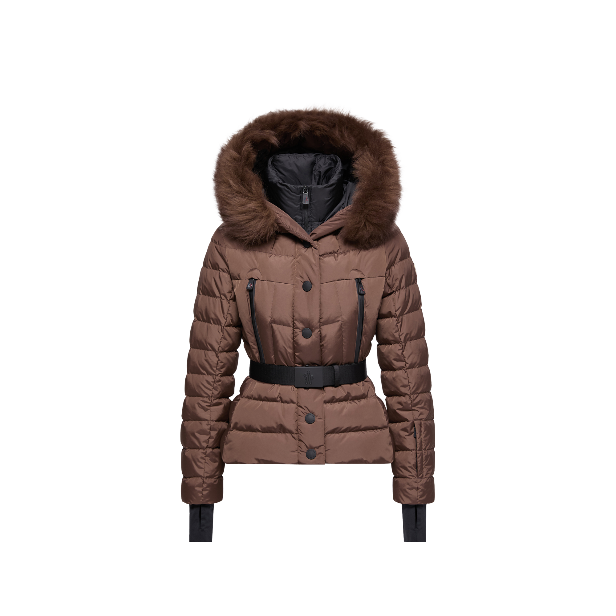 Grenoble Beverley Hooded Shearling-Trimmed Insulated Ski Jacket für Women in Brown in Size: 40 - Bild 1