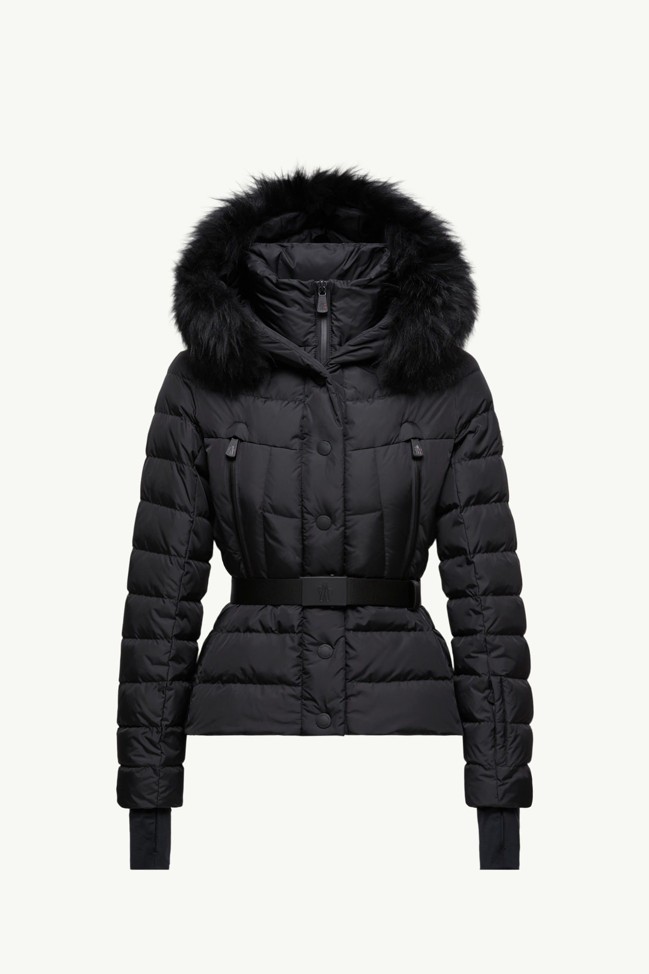 Beverley Hooded Shearling-Trimmed Ski Down Jacket Women Black Moncler 2